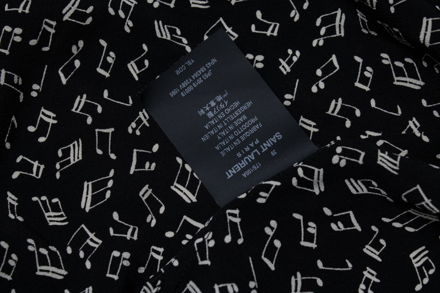 Saint Laurent Paris Saint Laurent, black shirt with music note print Size US S / EU 44-46 / 1 - 5 Thumbnail