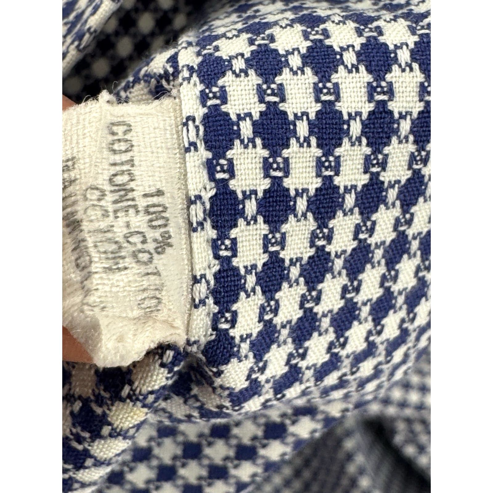 Vintage GRIGIO PERLA Italy - Mens Button-Up Shirt - Long Sleeve - 16 41 - Blue / White - Geometric - EXCELLENT Size US L / EU 52-54 / 3 - 6 Thumbnail
