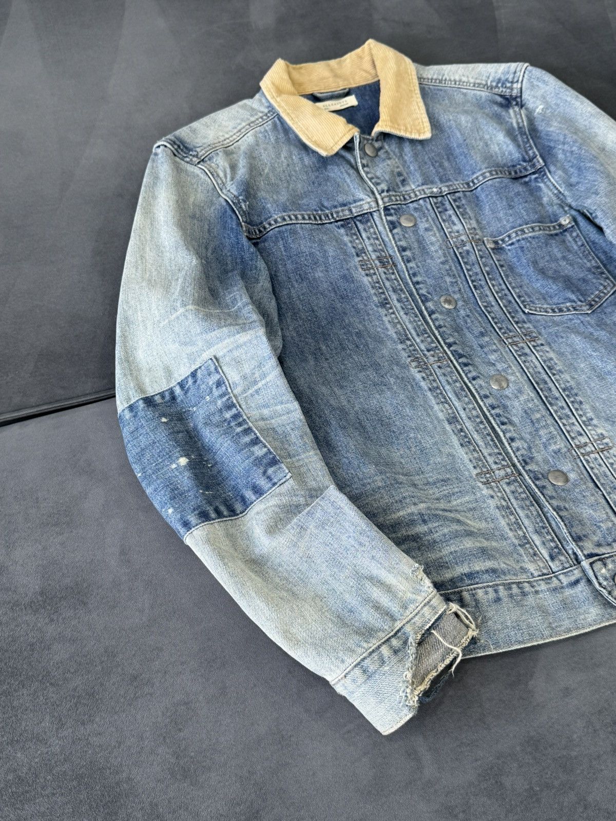 Allsaints Allsaints Patchwork Factory Distressed Y2K Denim Jacket Size M / US 6-8 / IT 42-44 - 4 Thumbnail