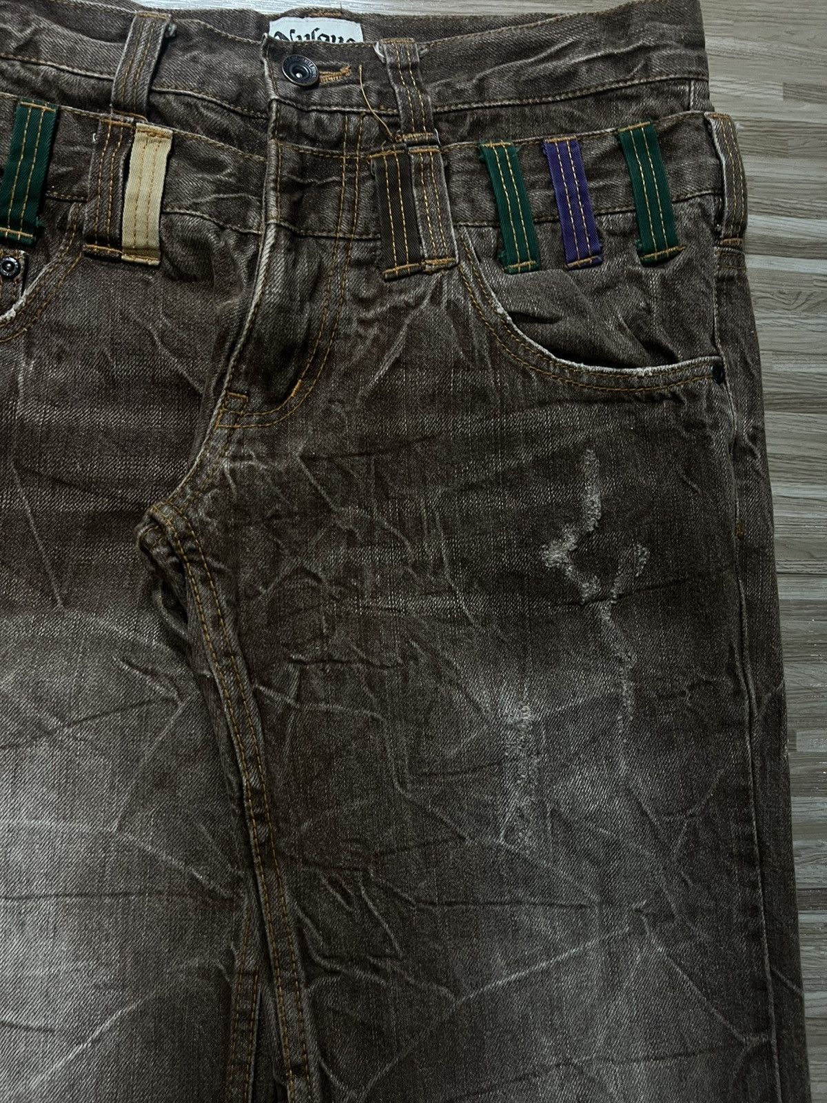 Japanese Brand × Seditionaries 💥INSANE 90s DOUBLE WAIST NYLAUS MUDWASH JEANS 💥 Size US 29 - 4 Thumbnail