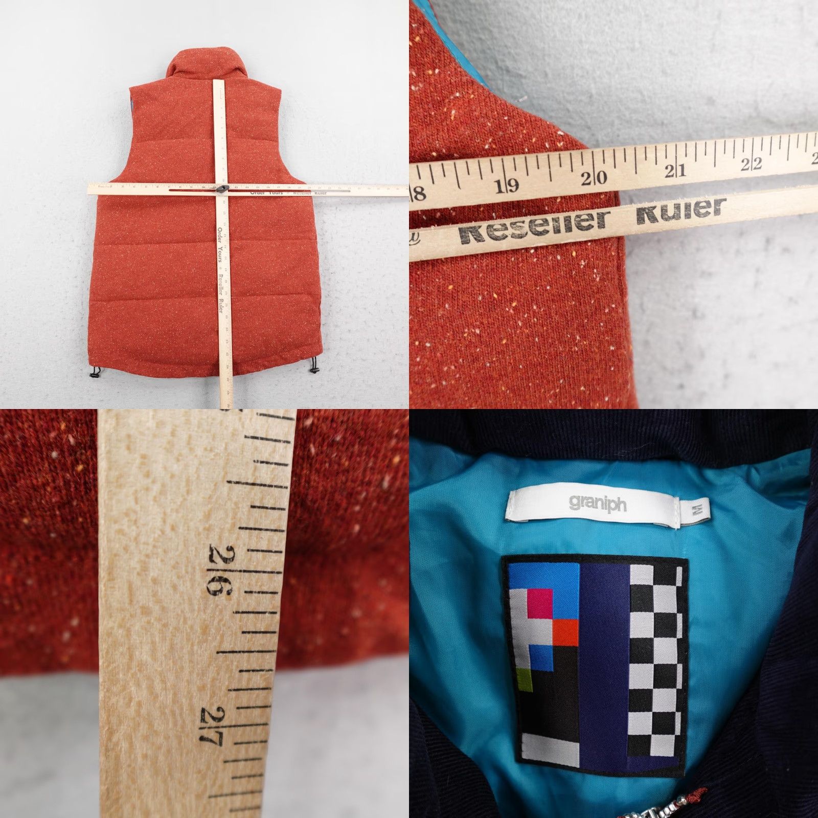 Vintage Graniph Vest Men Medium Orange Wool Blend Quilted Insulated Puffer Gillet Zip Up Size US M / EU 48-50 / 2 - 8 Thumbnail
