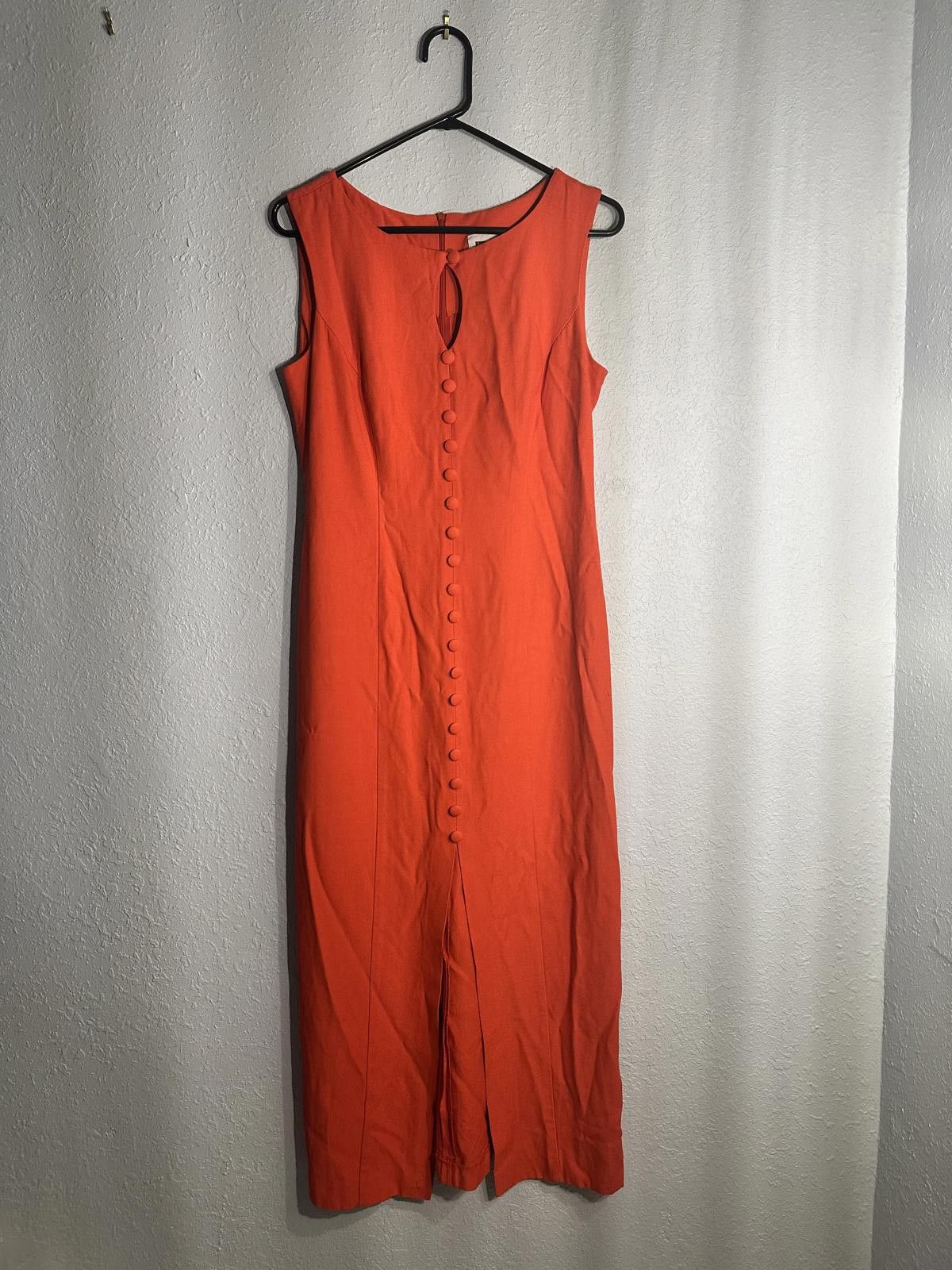 Designer VINTAGE Dani Max Orange Button-Up Maxi Dress Size M / US 6-8 / IT 42-44 - 1 Thumbnail