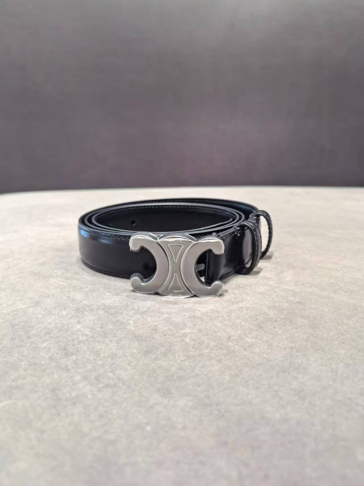 Celine New Celine Women's Triomphe Belt - 2.5 cm - Black, 95CM Size ONE SIZE - 2 Thumbnail