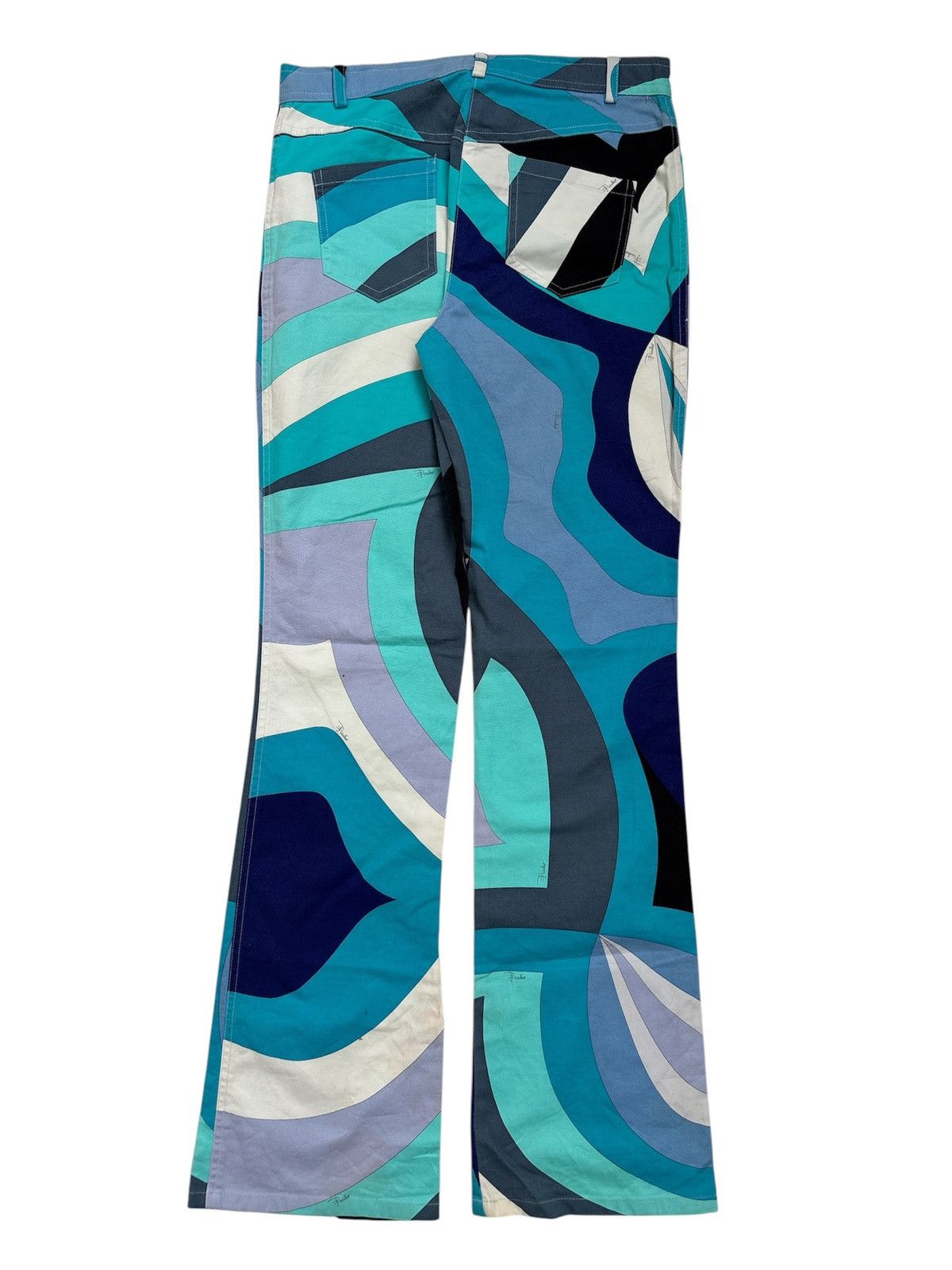 Emilio Pucci Y2K Abstract Print Flare Pants Size 28" / US 6 / IT 42 - 4 Thumbnail