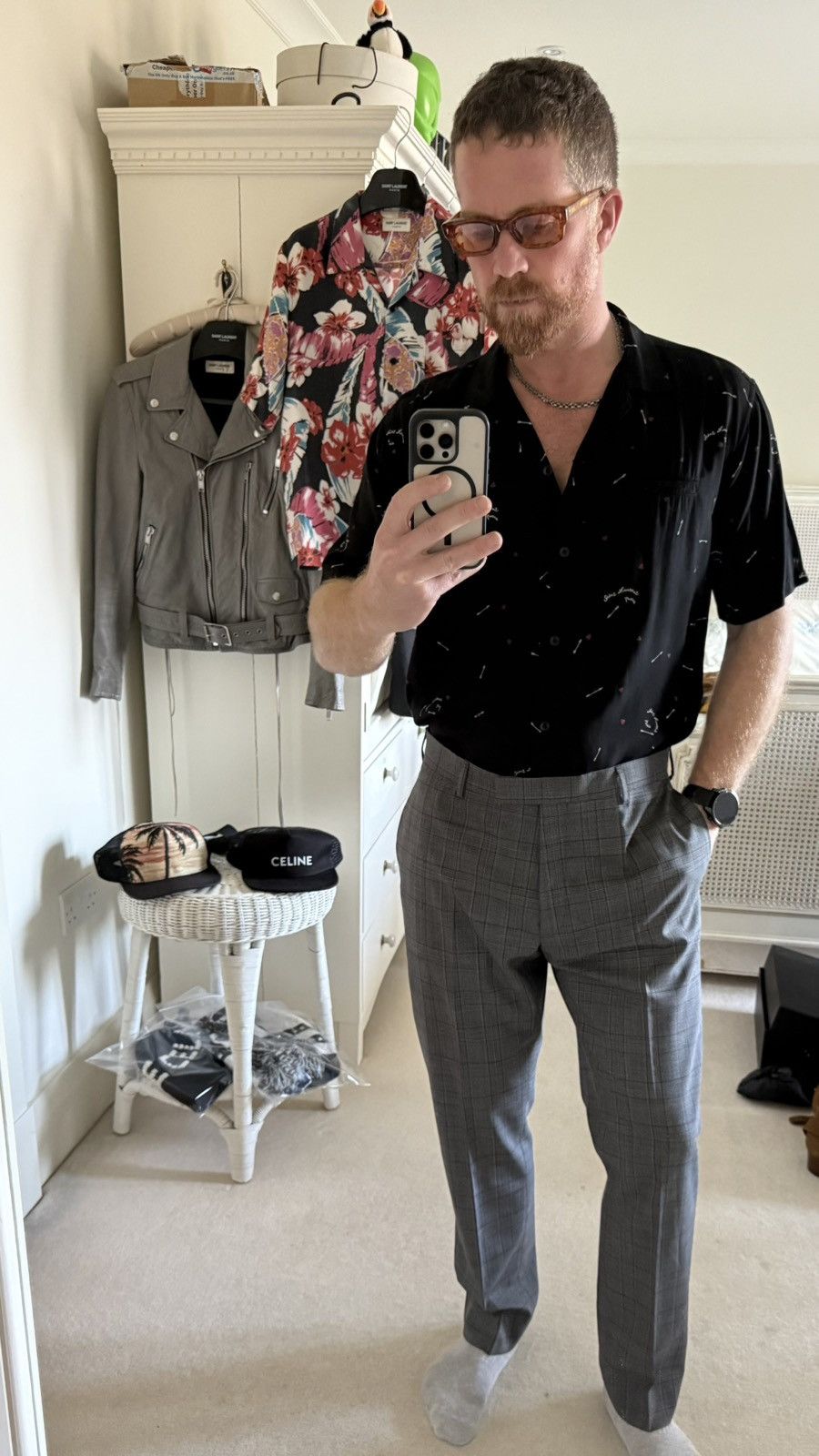 Dior Dior suit gray check pant and jacket Kim Jones era Size 42R - 15 Thumbnail