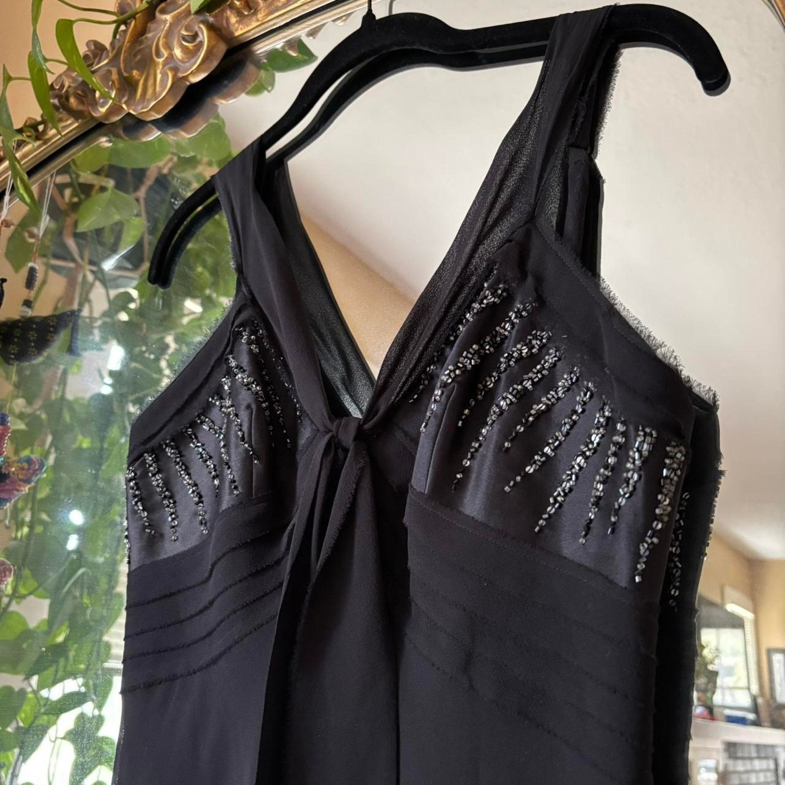 Bcbgmaxazria Vintage BCBG Maxazria Y2K Silk Beaded Little Black Dress 6 Size M / US 6-8 / IT 42-44 - 3 Thumbnail