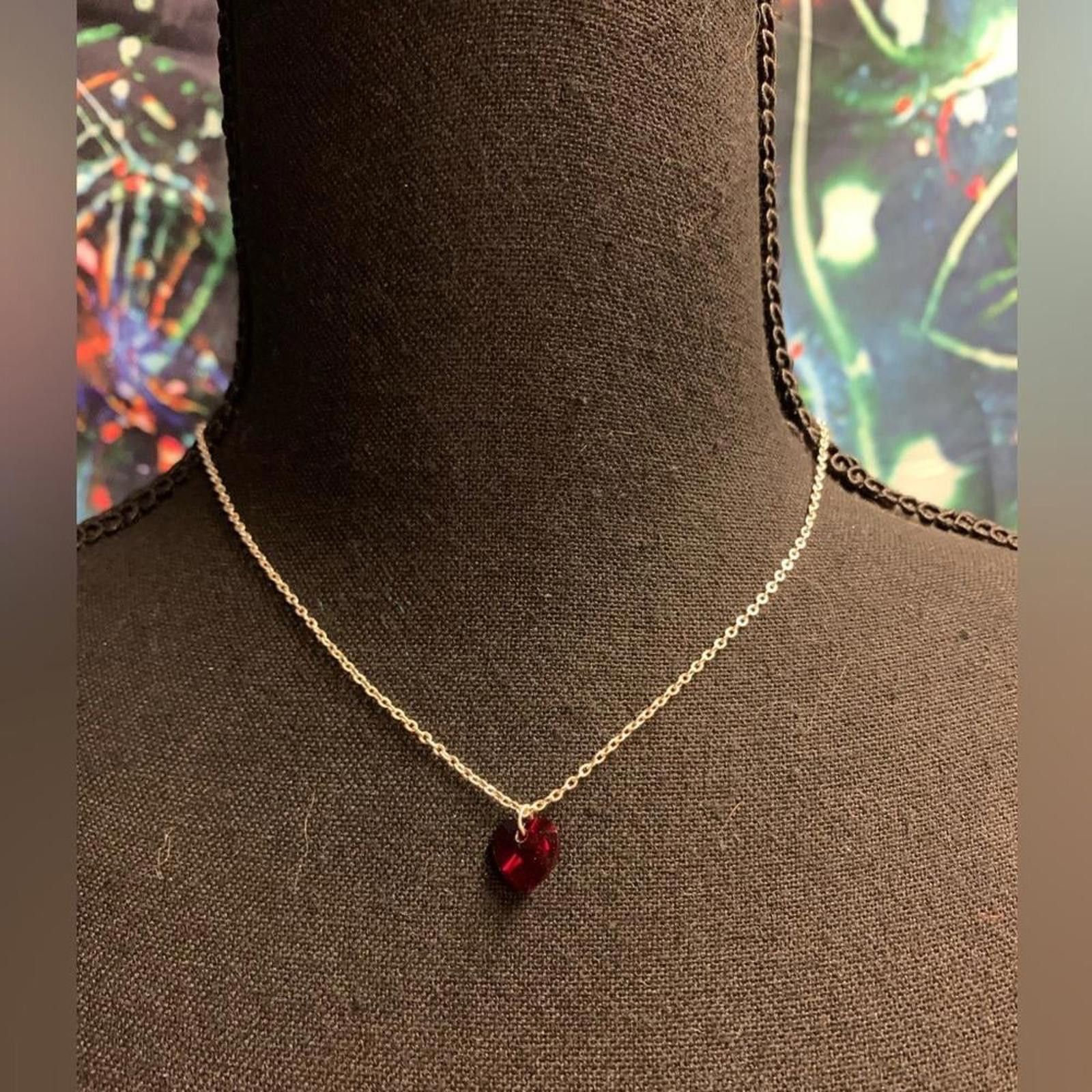 Designer Red stone heart necklace Size ONE SIZE - 2 Thumbnail