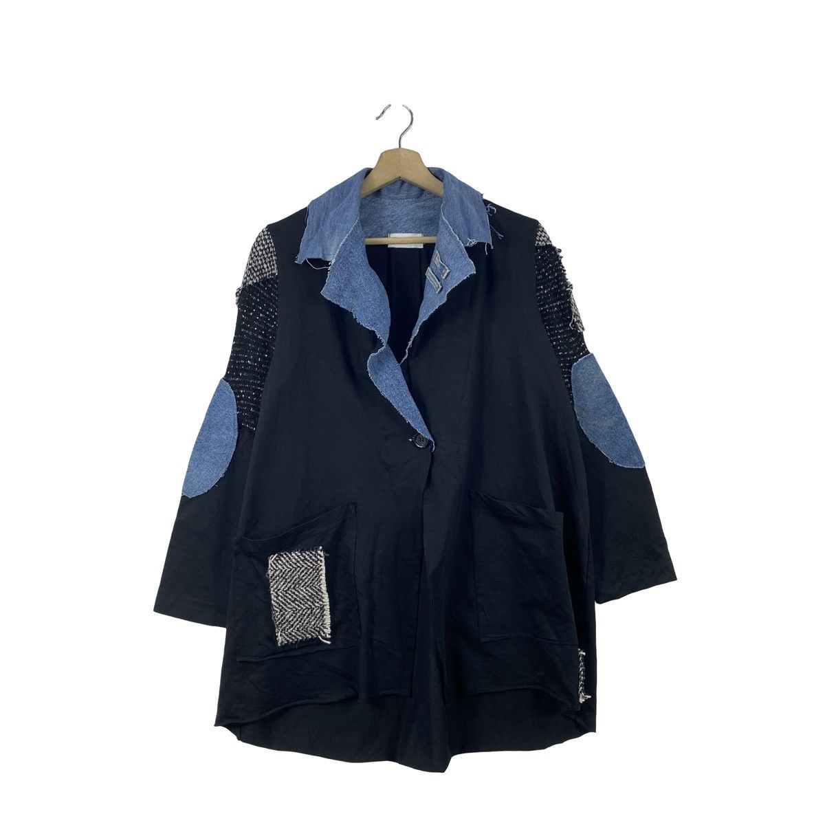 Vintage Vintage PLANET FLORENCE Patchwork Denim Collar Jacket Coat Size S / US 4 / IT 40 - 1 Thumbnail
