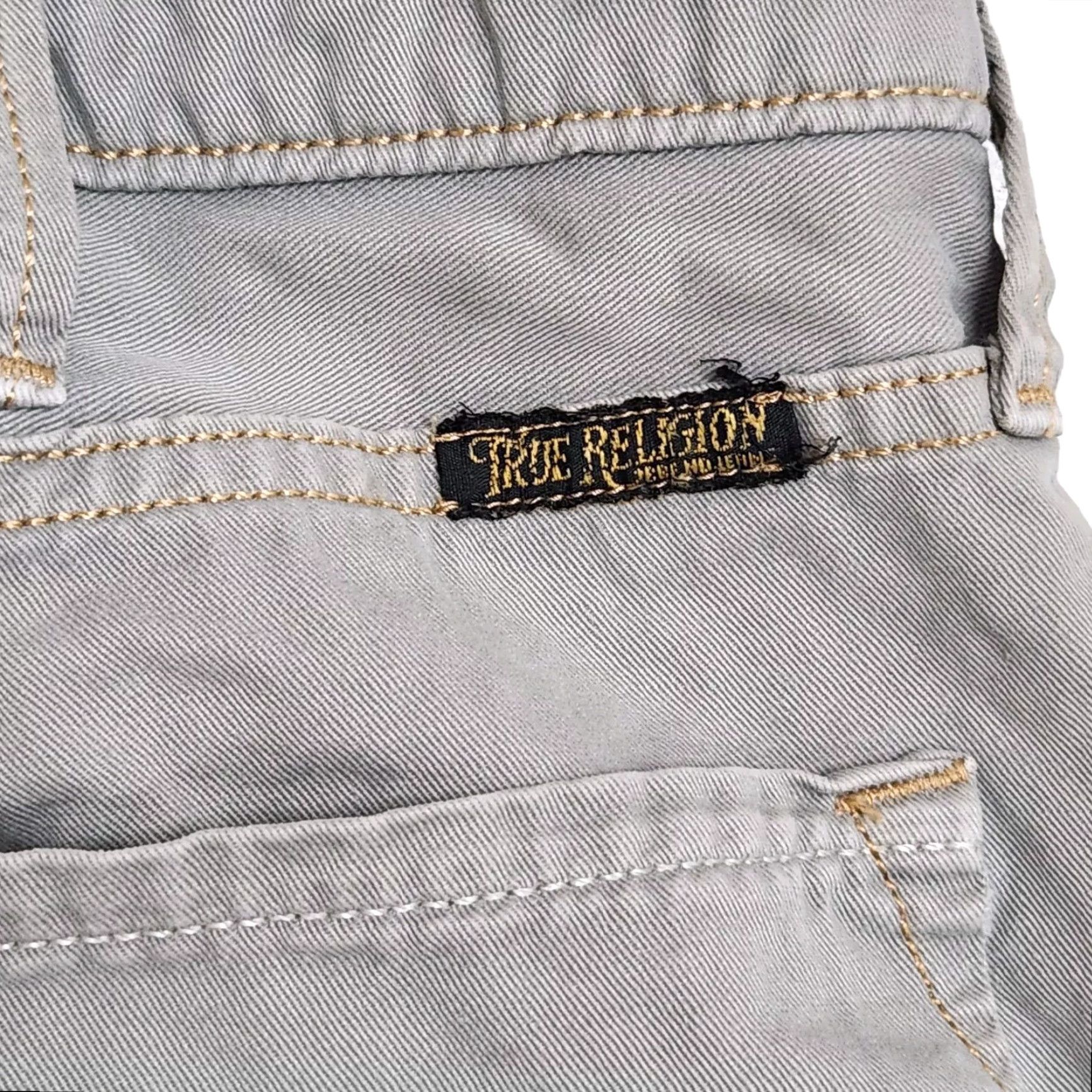 True Religion Rocco Tailored Overdye Twill Jeans Pants Gray Button Fly 33x32 Slim Men