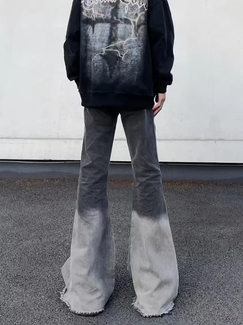 Designer × Japanese Brand Gray faded washed baggy flared jeans Size US 32 / EU 48 - 3 Thumbnail