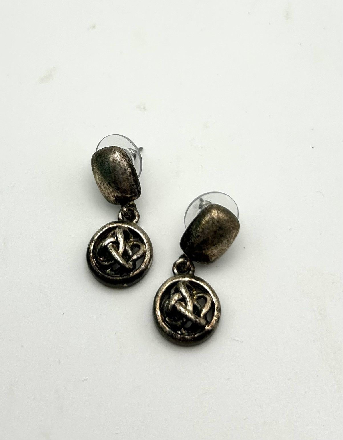Other Vintage Industrial Grunge Patina Silver Knot Drop Earrings Size ONE SIZE - 1 Thumbnail