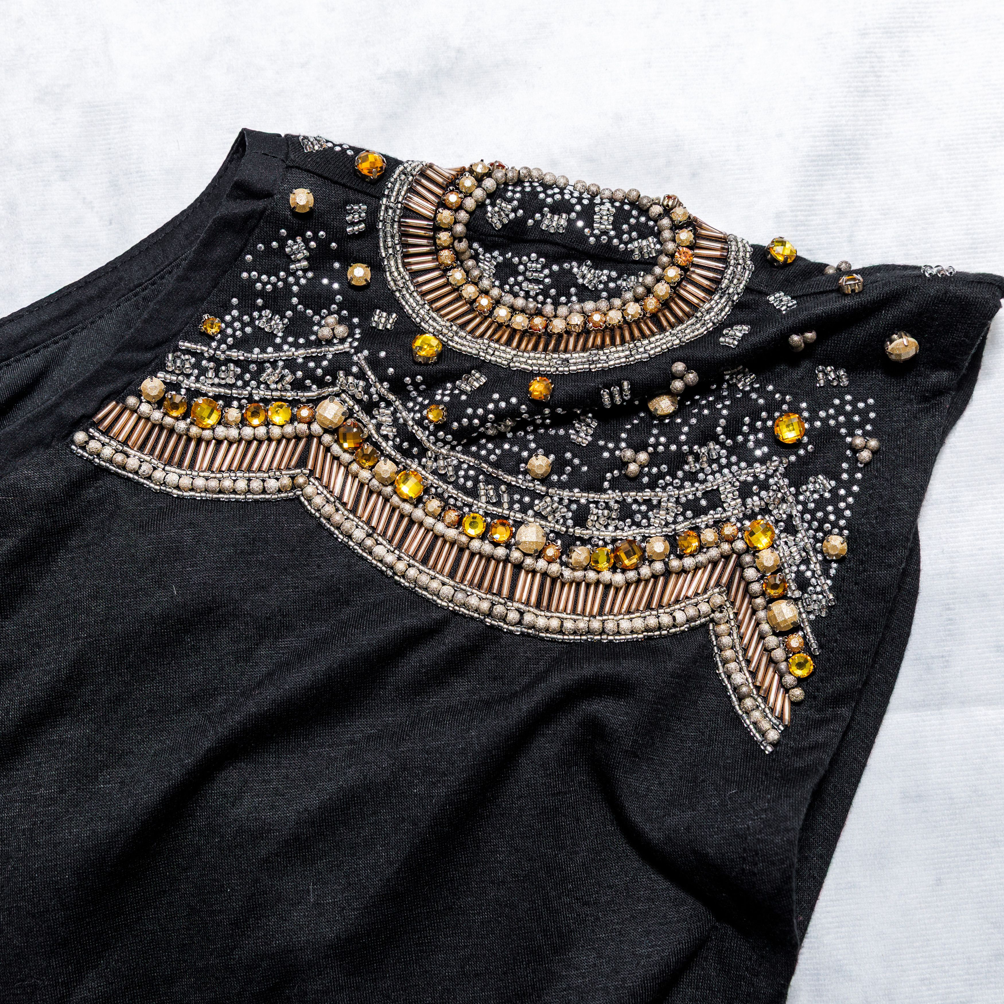 Other Isabel Lu Wool Studded Beaded Rhinestone Mini Black Dress Size S / US 4 / IT 40 - 2 Thumbnail