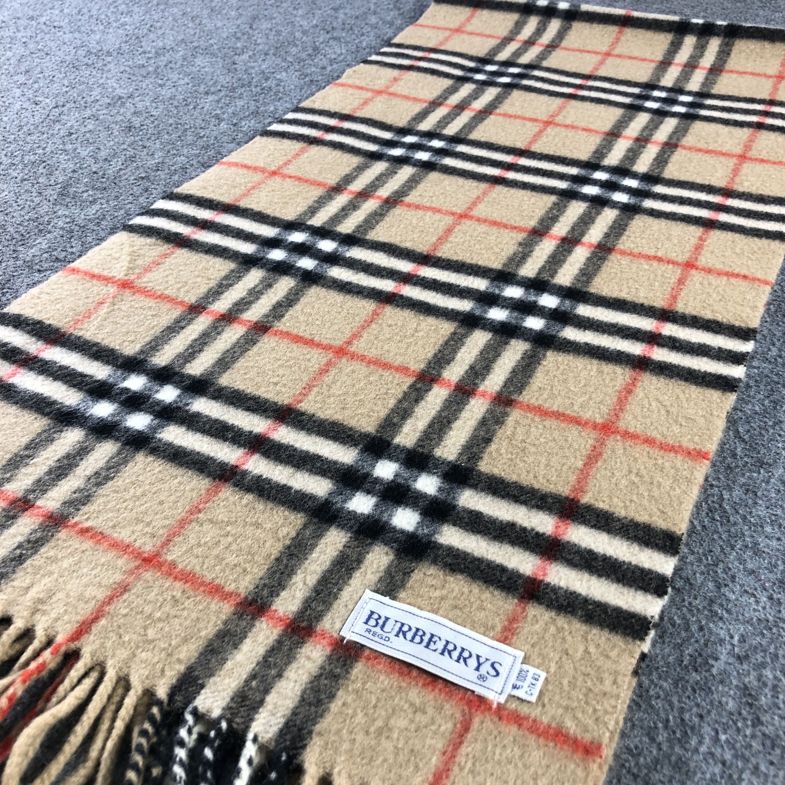 Burberry Burberry Tan Nova Check Cashmere Scarf Muffler V2873 Size ONE SIZE - 3 Thumbnail
