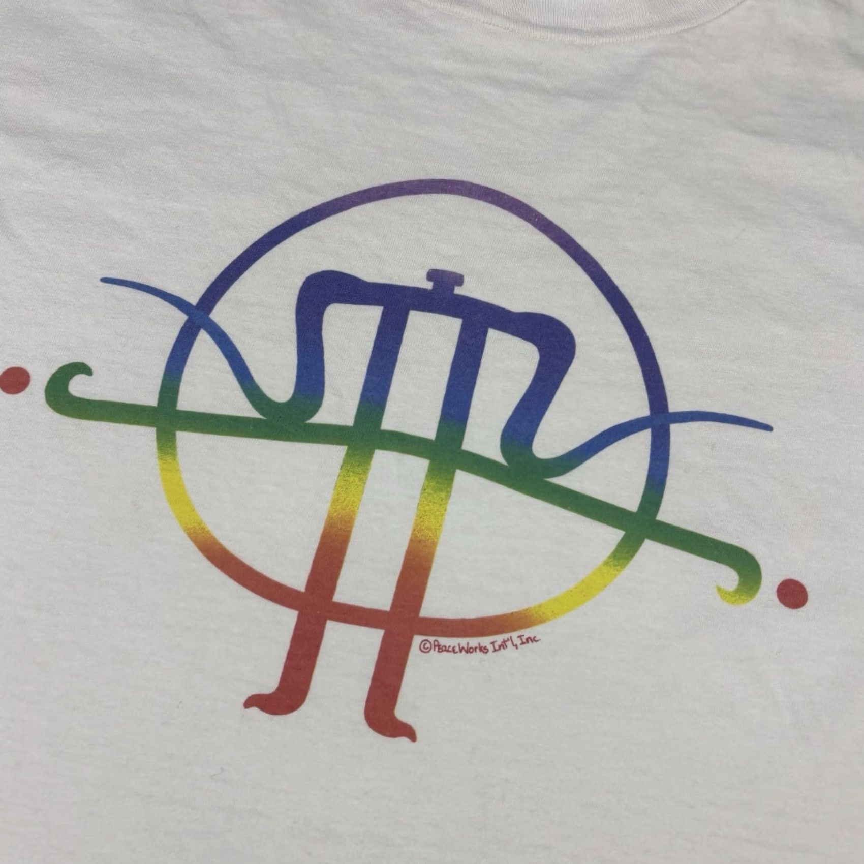 Hanes VINTAGE Hanes T-Shirt White Crew Neck Short Sleeve Peace Graphic Print 90s USA L Mens Size US L / EU 52-54 / 3 - 3 Thumbnail
