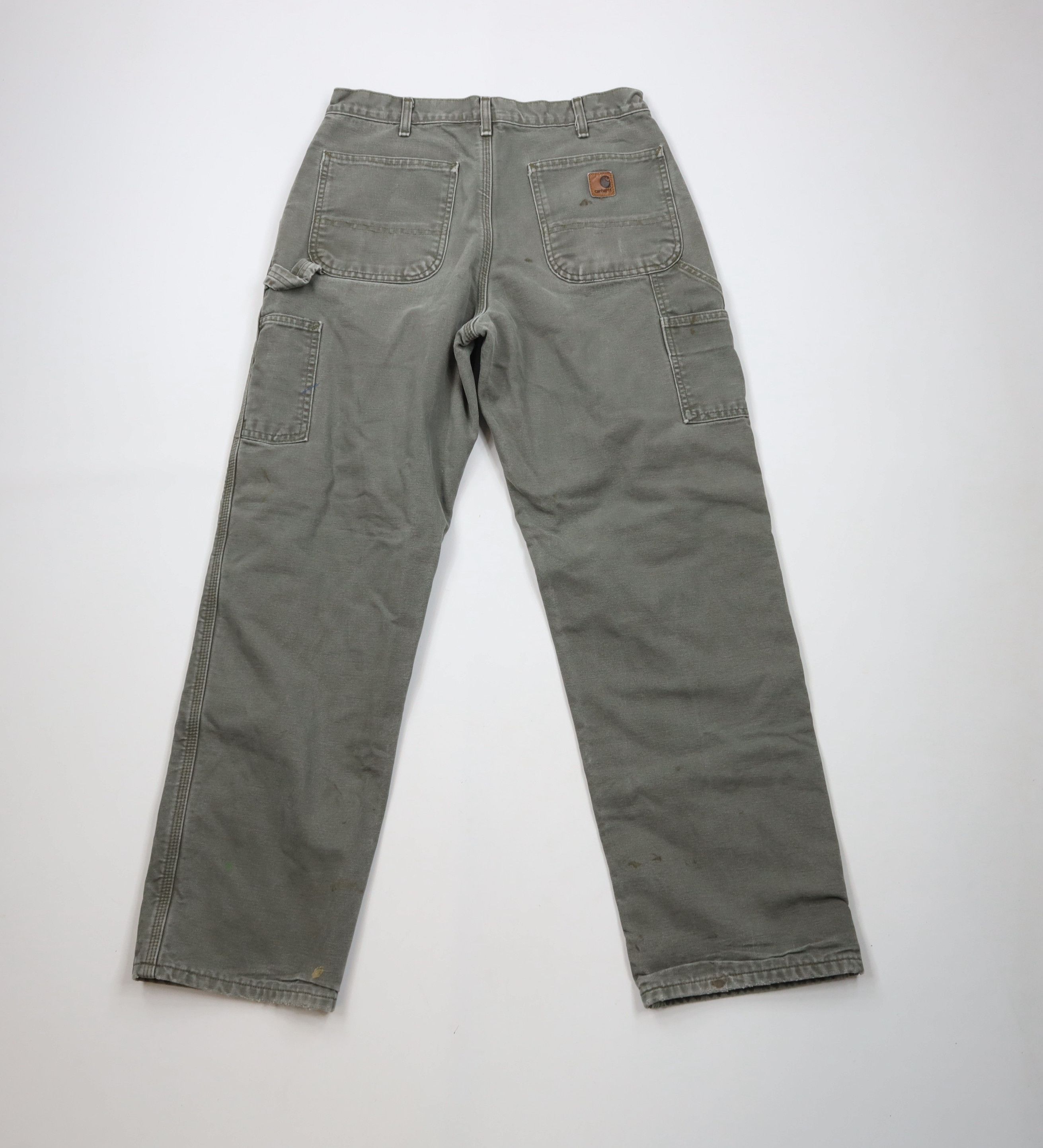 Carhartt × Vintage Vintage Carhartt Lined Wide Leg Dungaree Pants Moss Green Size US 32 / EU 48 - 9 Thumbnail
