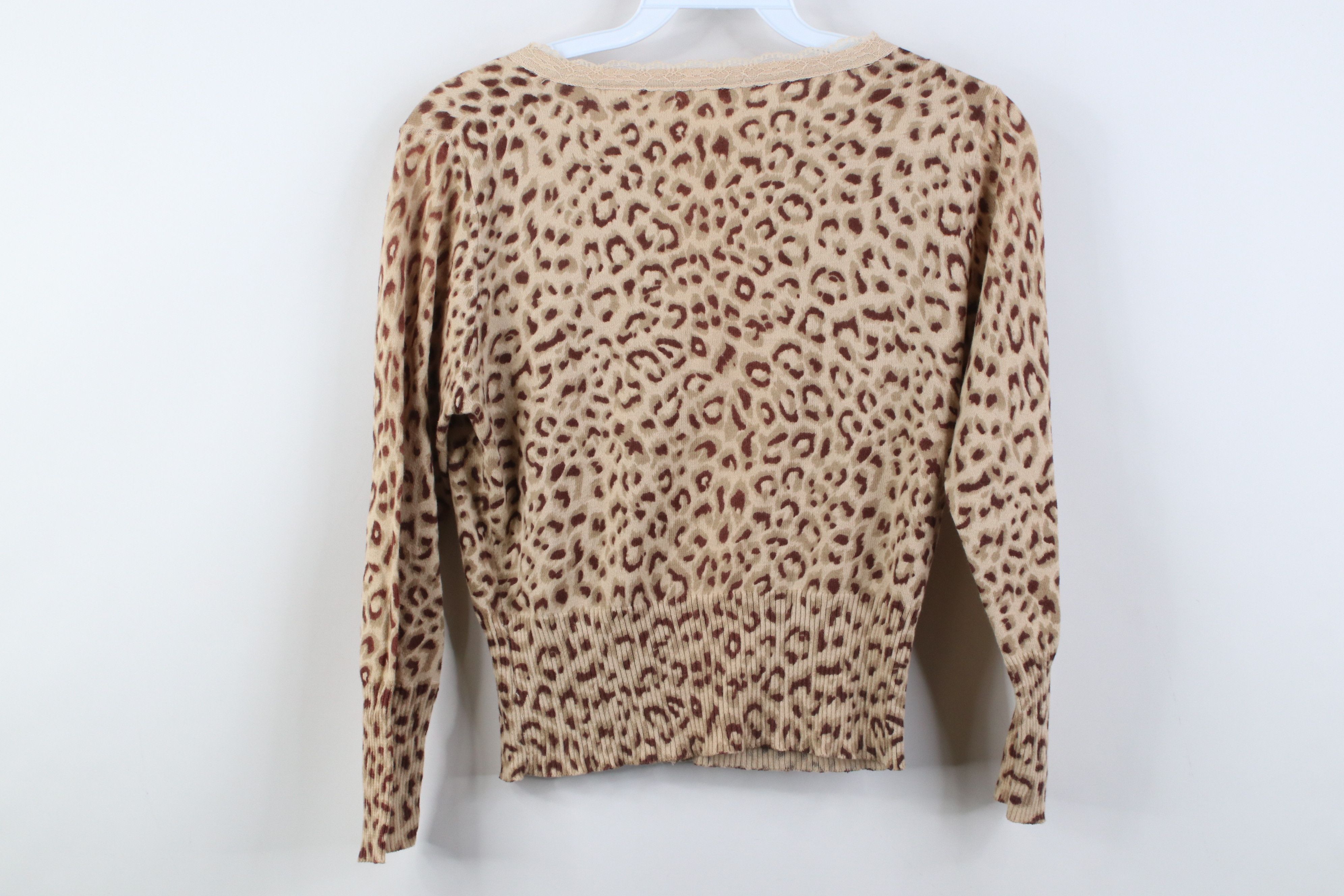 Vintage Vintage 90s Y2K Babydoll Lace Leopard Knit Cardigan Sweater Size S / US 4 / IT 40 - 8 Thumbnail
