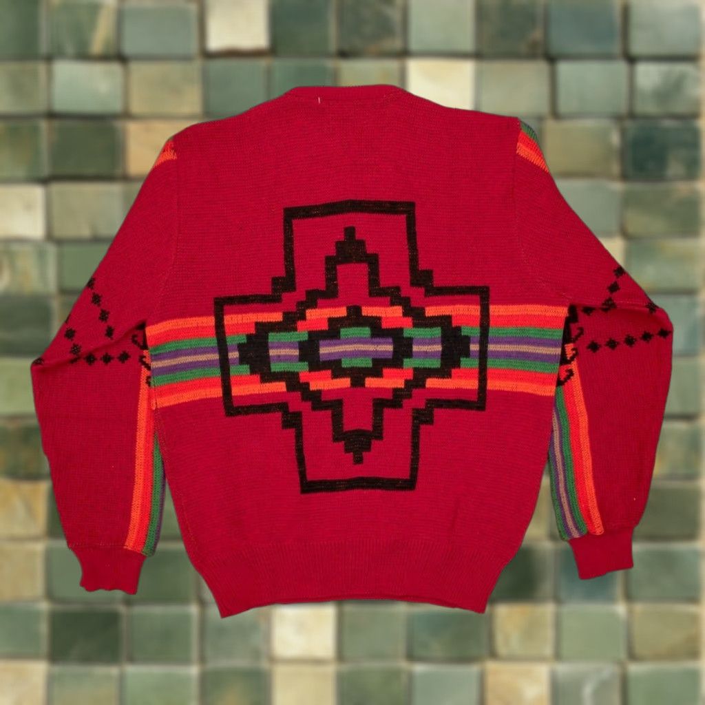 Pendleton VTG Pendleton 1980s Wool Sweater Shirt L Red Mens Aztec Pattern Vintage 80s Size US L / EU 52-54 / 3 - 1 Thumbnail