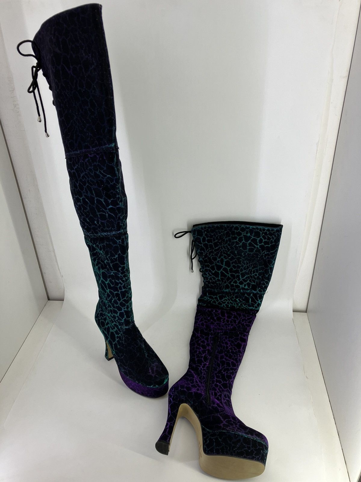 Vintage Over-the-knee thigh-high boots Nathaly Martinez 90s 00s Size US 8 / IT 38 - 4 Thumbnail