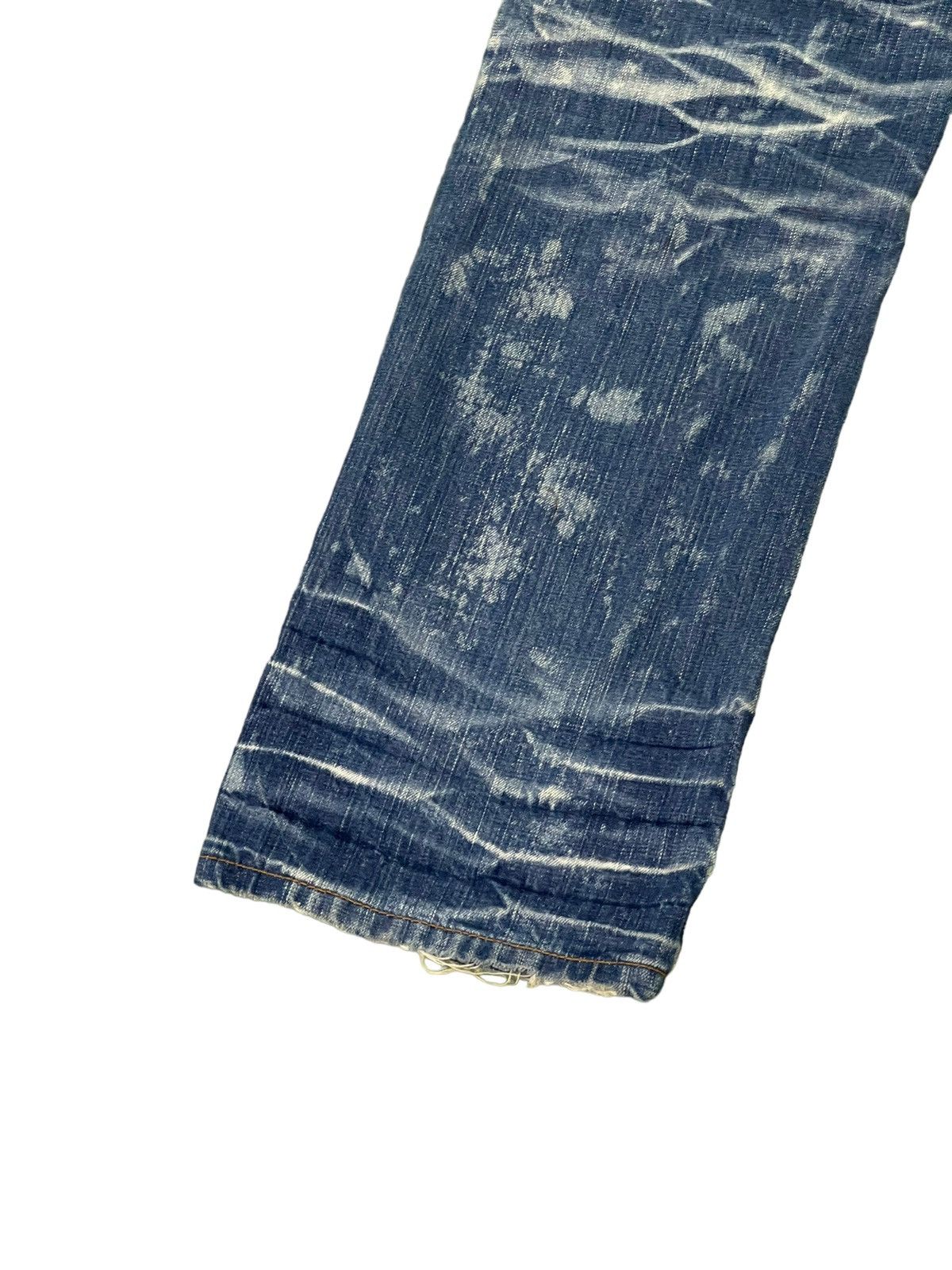 Japanese Brand Distress Thrash Acid Wash Oniarai Denim Regular Fit 7🟦4 Size US 35 - 17 Thumbnail