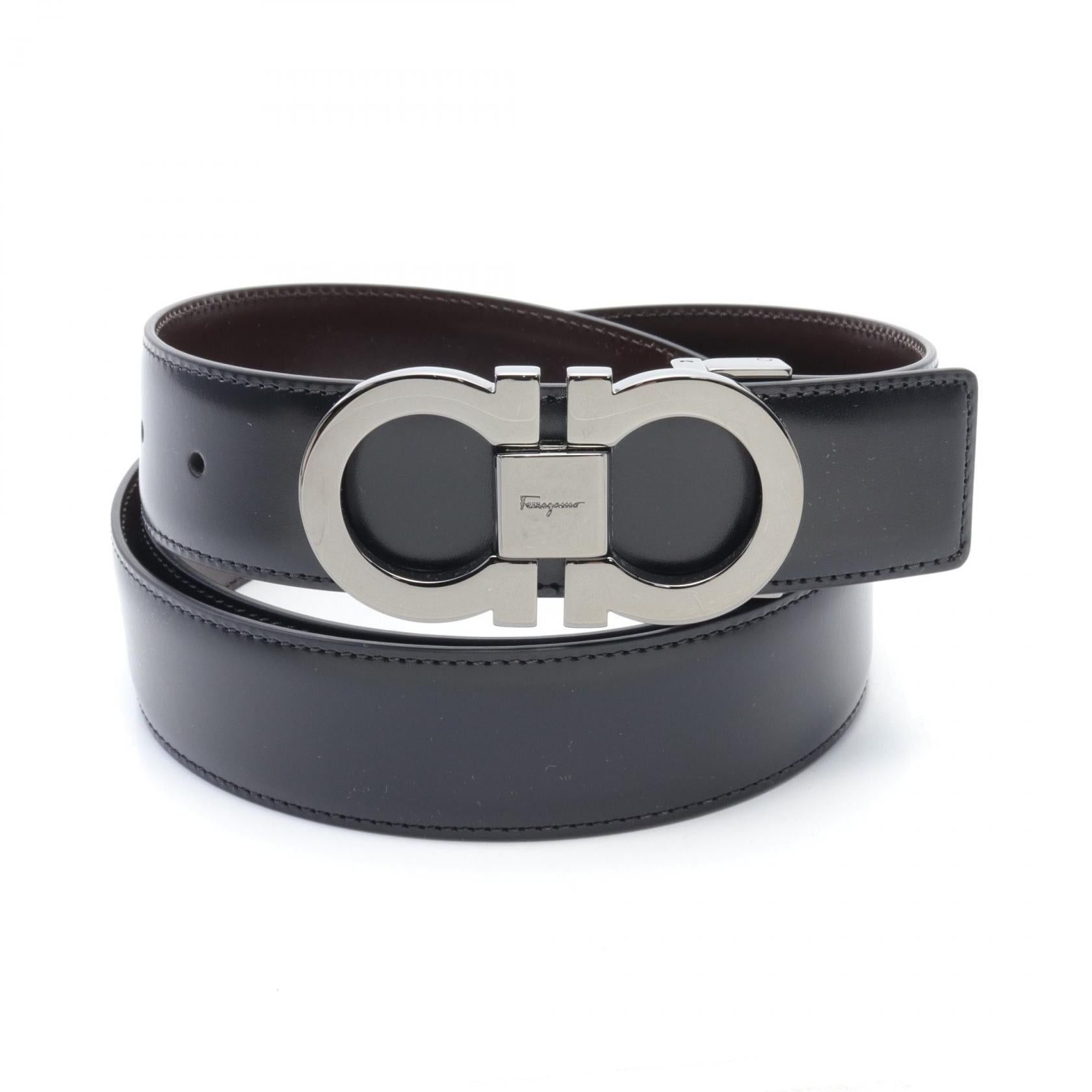 Salvatore Ferragamo Salvatore Ferragamo Gancini Belt Leather Black Size ONE SIZE - 1 Thumbnail