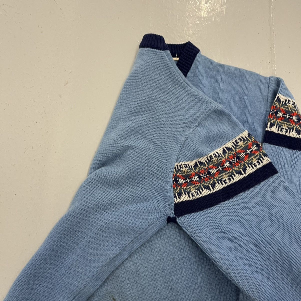Other Vintage 70s Blue Pattern Acrylic V-Neck Sweater Size US M / EU 48-50 / 2 - 4 Thumbnail