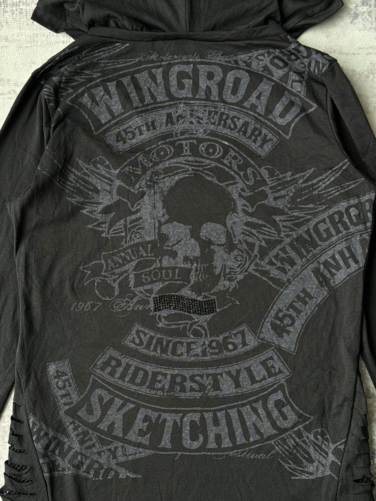 Japanese Brand Punk Edge One Wing Road Skulls Poem Riot Hoodies Size US S / EU 44-46 / 1 - 8 Thumbnail