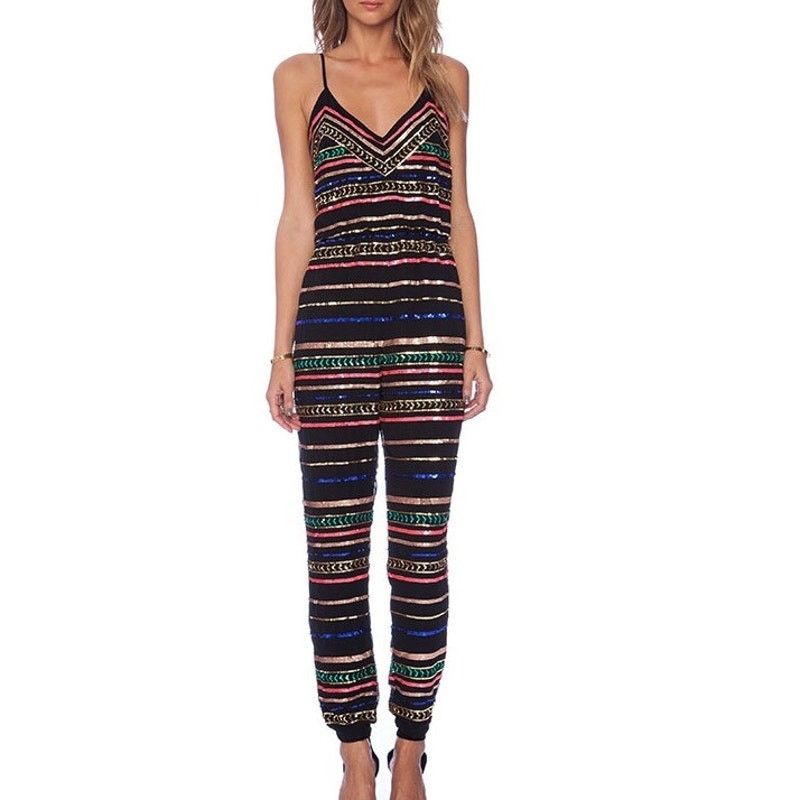 Mara Hoffman Mara Hoffman Sequin Striped Jumpsuit black size XS Size 26" / US 2 / IT 38 - 13 Thumbnail