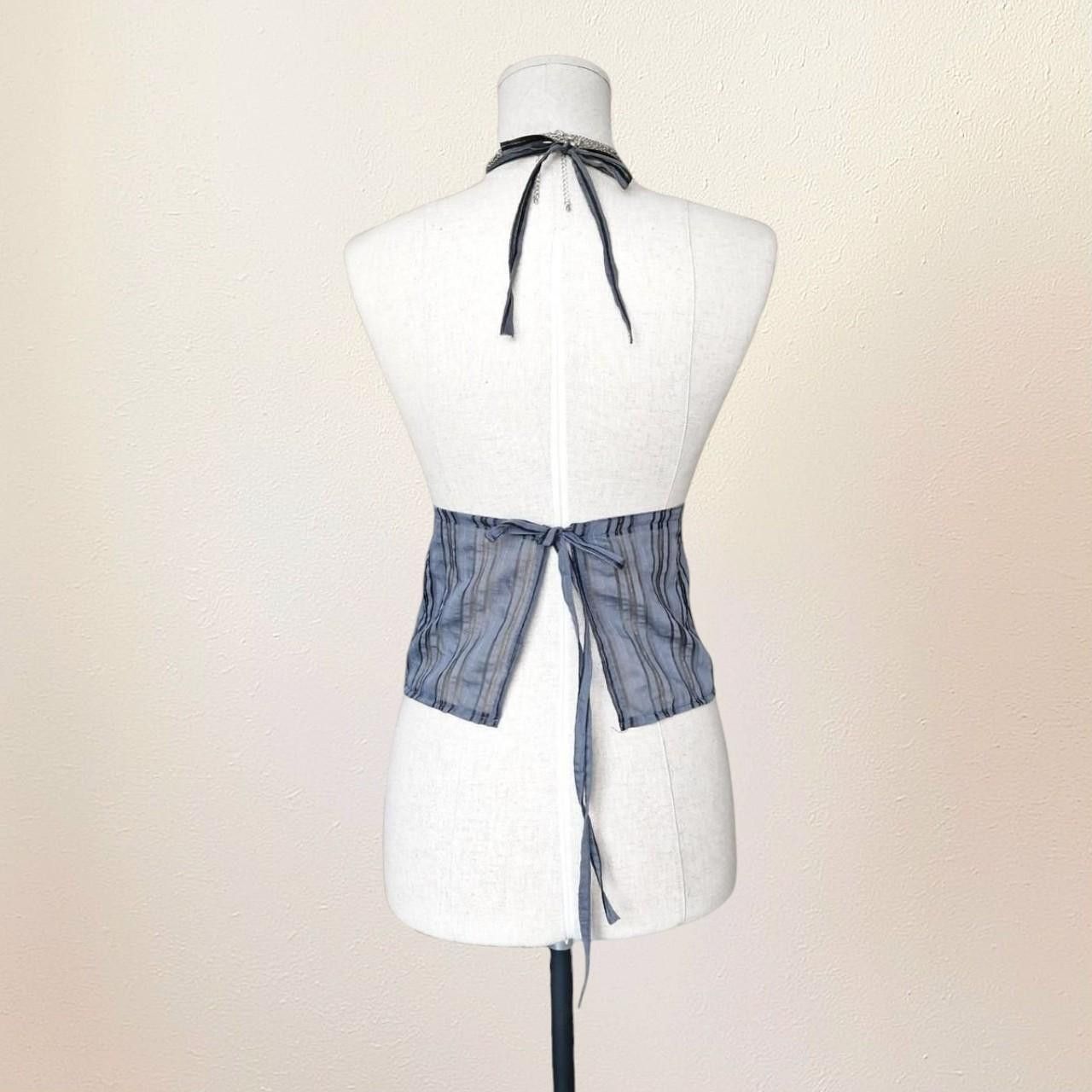 Cop Copine Striped Halter Top With Ties, gorpcore, utiltiy, mallgoth Size S / US 4 / IT 40 - 5 Thumbnail