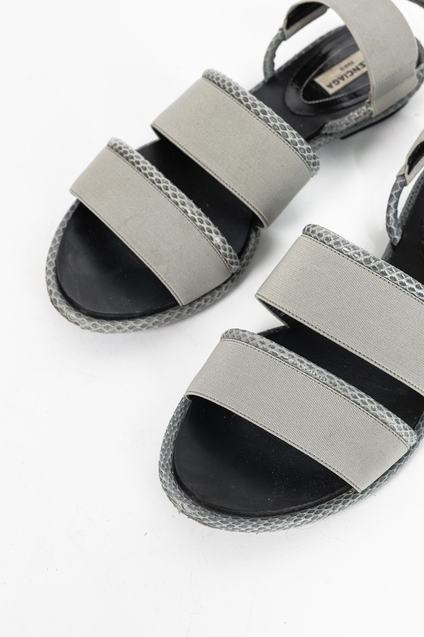 Balenciaga Balenciaga Elastic Snakeskin-Embossed-Trim Slingback Sandals Size US 7.5 / IT 37.5 - 6 Thumbnail