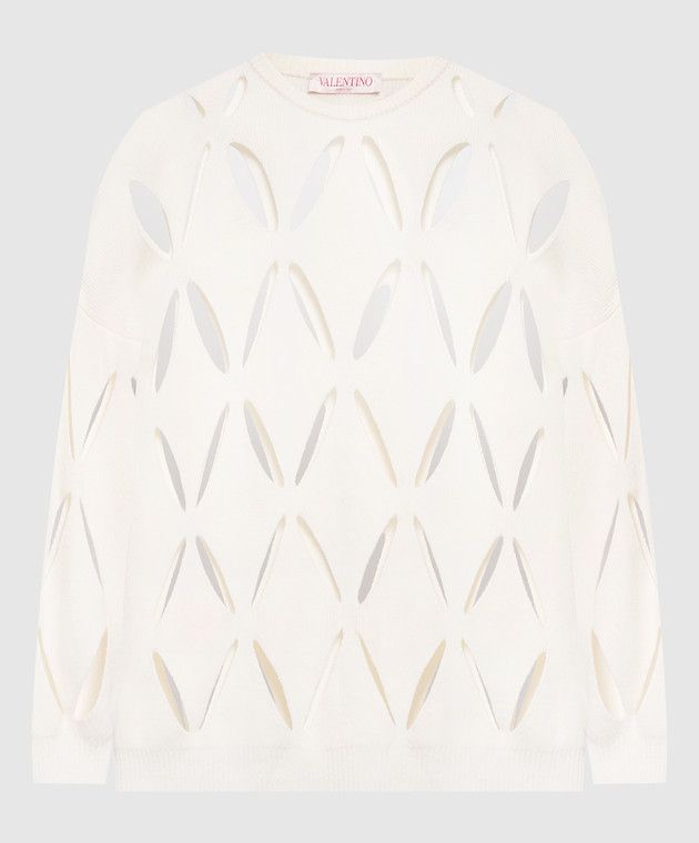Valentino o1y0326 Crewneck Sweater in Cream Size XXS / US 00 / IT 34 - 1 Thumbnail