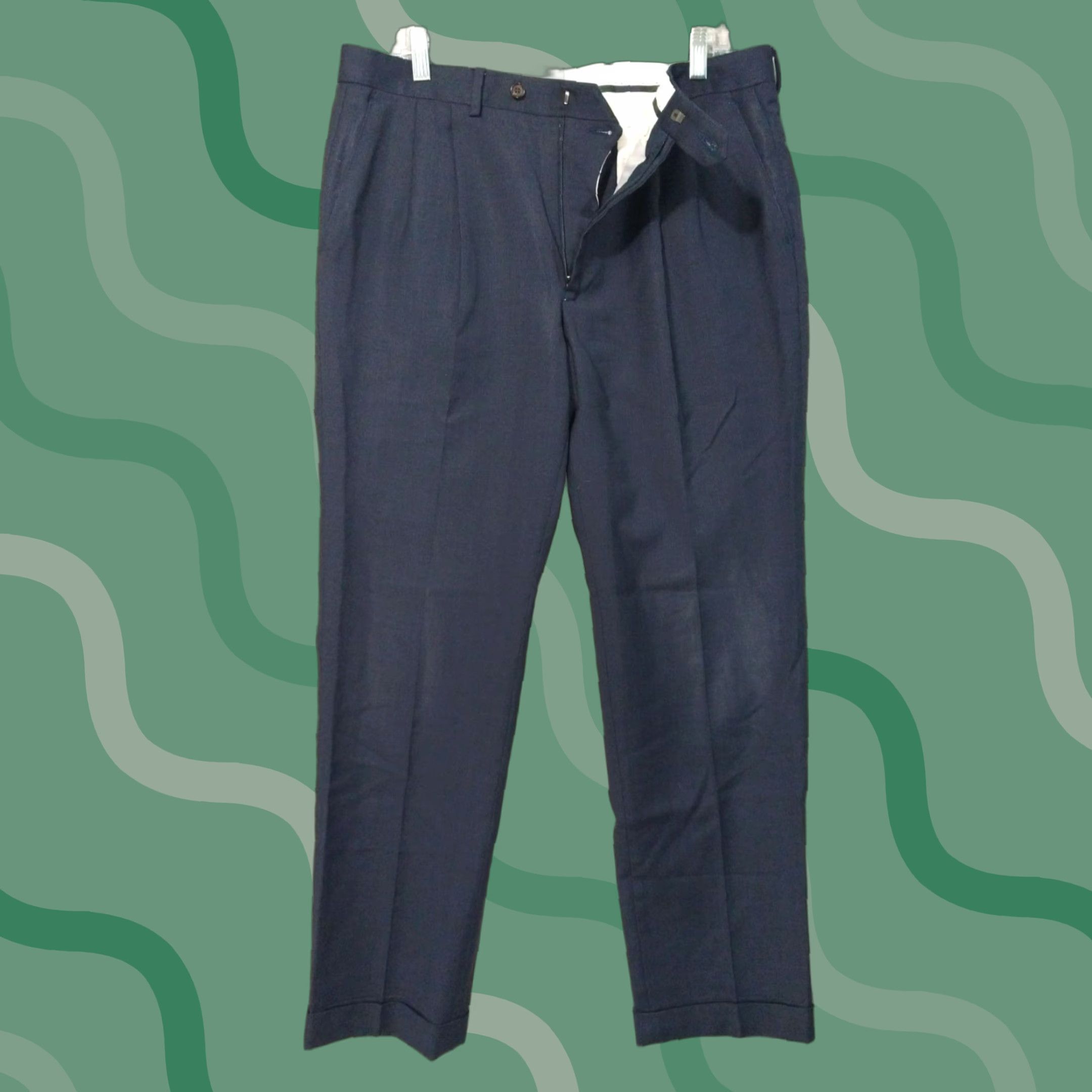 Ralph Lauren Ralph Lauren Pants Mens 34x32 Blue Wool Pleated Dress Straight Leg Mid Rise City Preppy Wedding Mens Size US 34 / EU 50 - 1 Thumbnail
