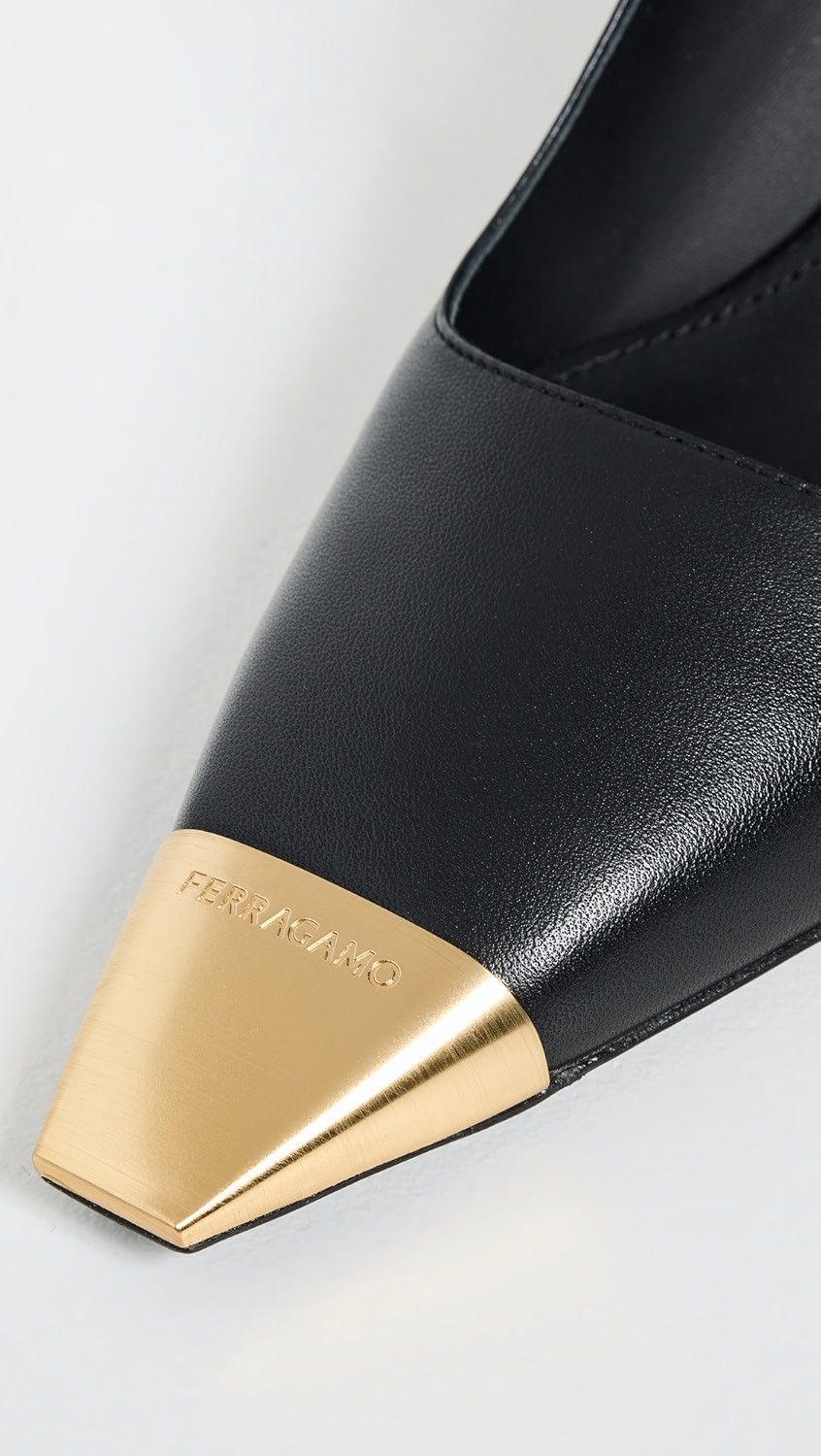 Salvatore Ferragamo o1s1rm0724 Amber Leather Pumps in Black Size US 5.5 / IT 35.5 - 7 Thumbnail