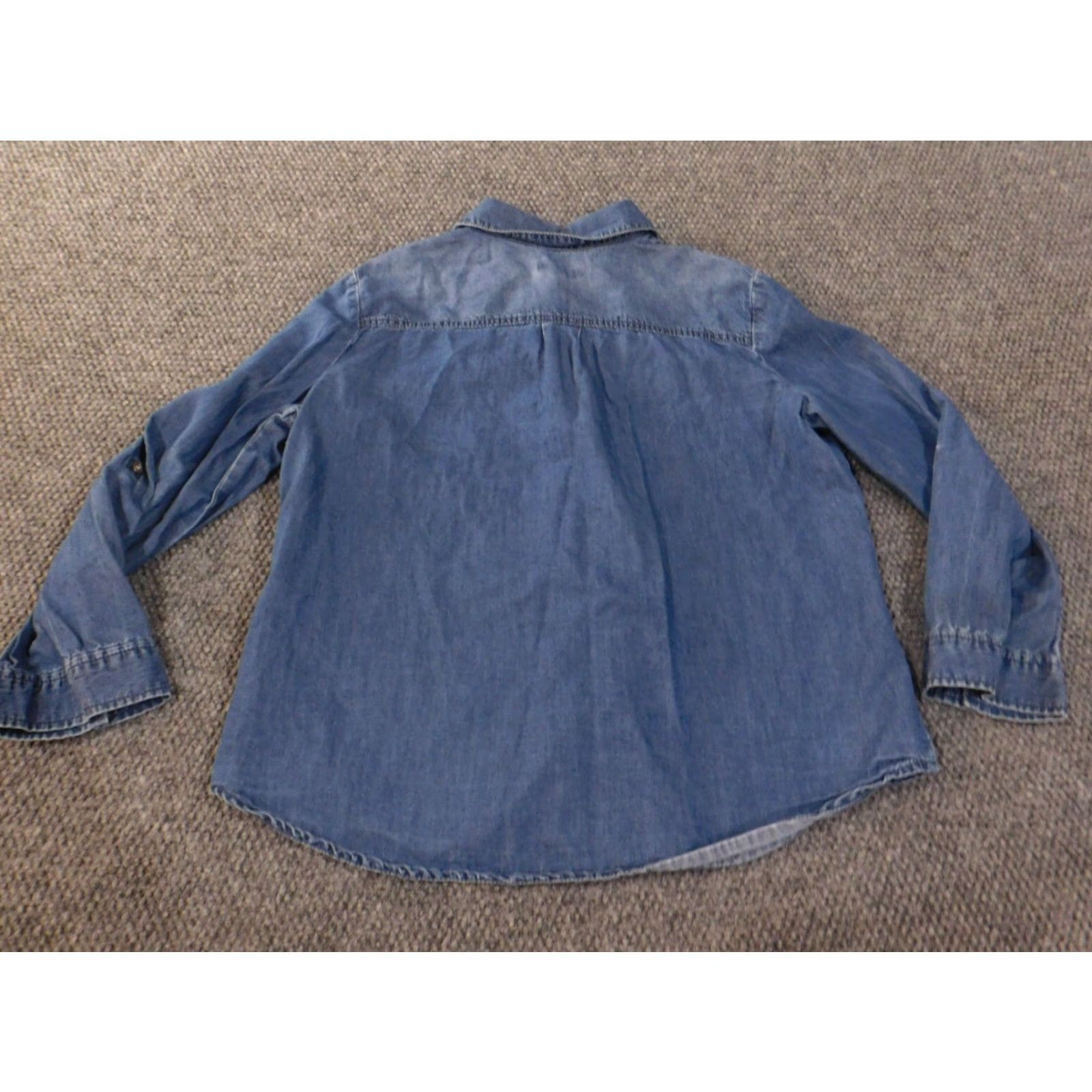 Vintage Chicos Button-Up Shirt Women Denim Blue Cotton Lyocell Pockets Casual Long Sleeve Size 2 Regular Vintage No Size XS / US 0-2 / IT 36-38 - 7 Thumbnail