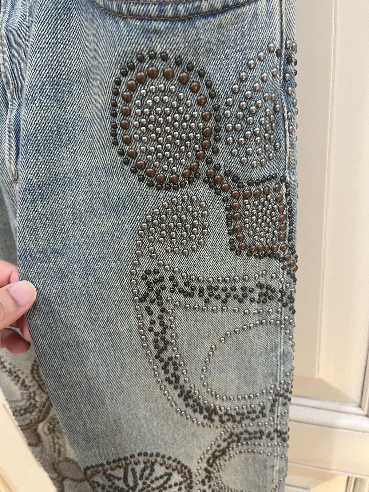 Valentino Valentino Slim-fit studded faded denim jeans size29 Size US 29 - 5 Thumbnail