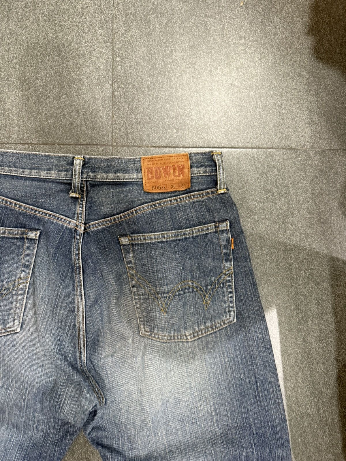Edwin × Vintage 90’s EDWIN 505ZX RARE BACK POCKET LOGO RETRO DENIM Size US 34 / EU 50 - 6 Thumbnail