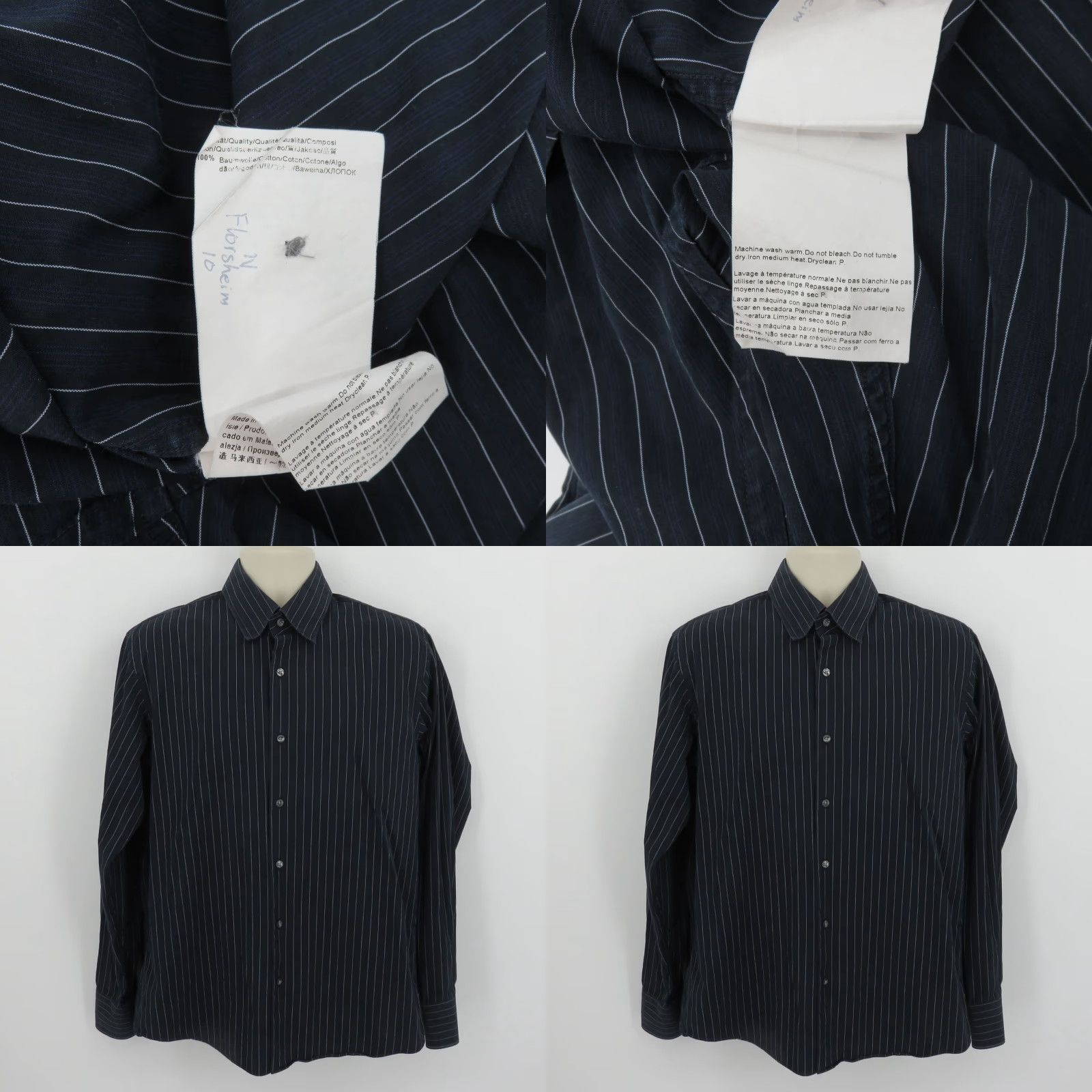 Hugo Boss HUGO BOSS Men Dress Shirt Striped Blue White Black 16.5 34/35 Collared Button Long Sleeve Regular Size 16.5 Size US XL / EU 56 / 4 - 8 Thumbnail