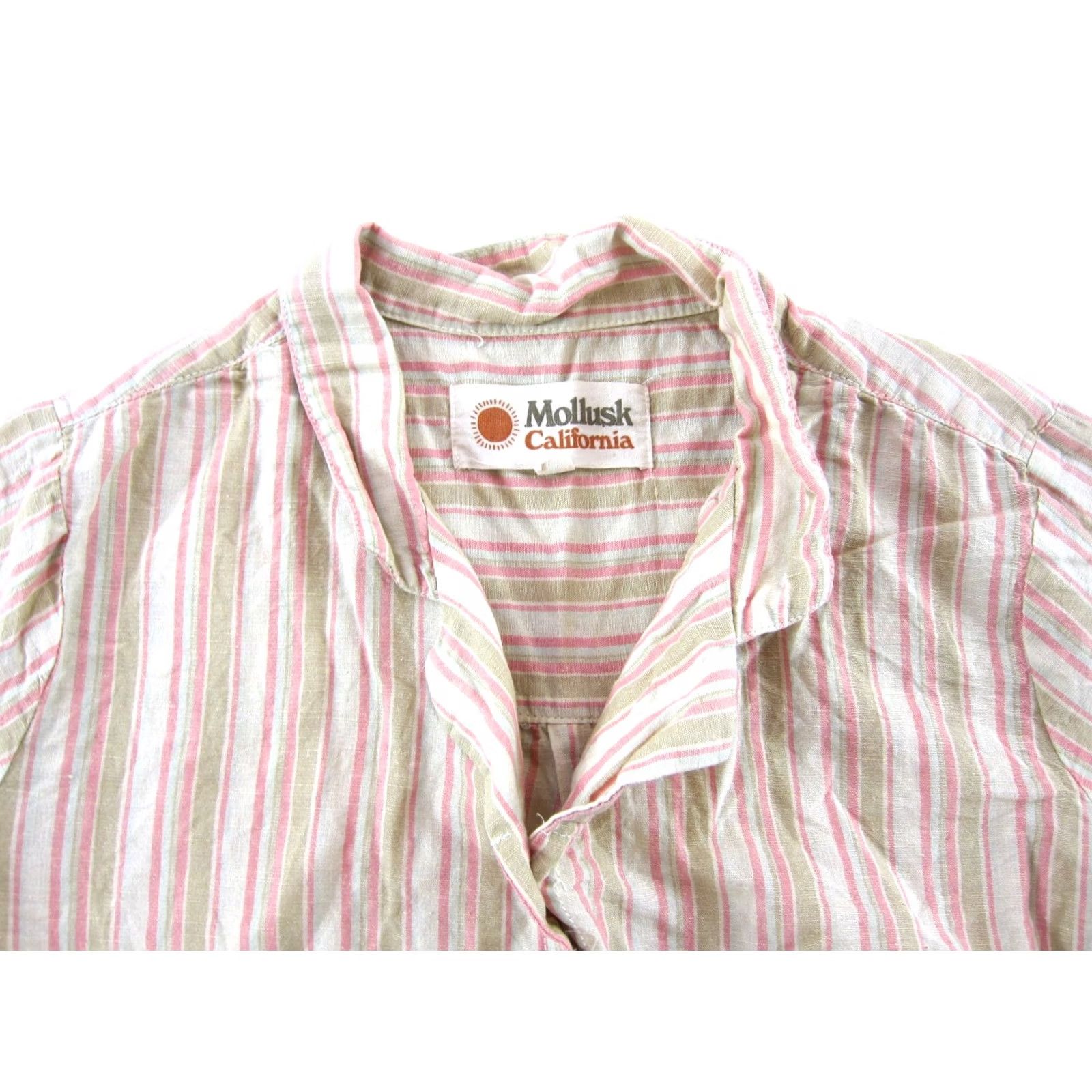 Vintage Mollusk California Linen Cotton Pink Stripe Short Sleeve Shirt Small Size S / US 4 / IT 40 - 4 Thumbnail