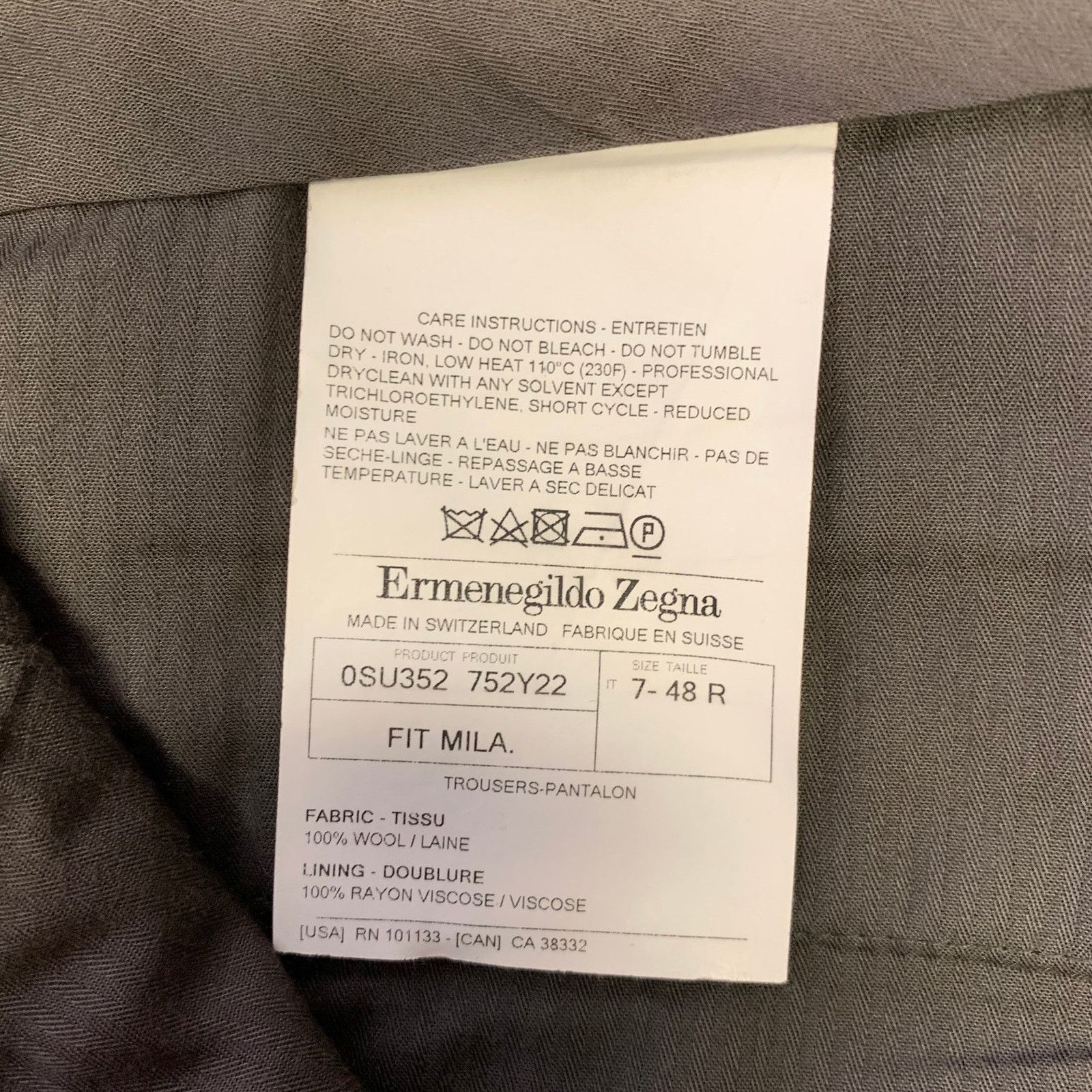 Size 32 Charcoal Heather Wool Slim Fit Pants