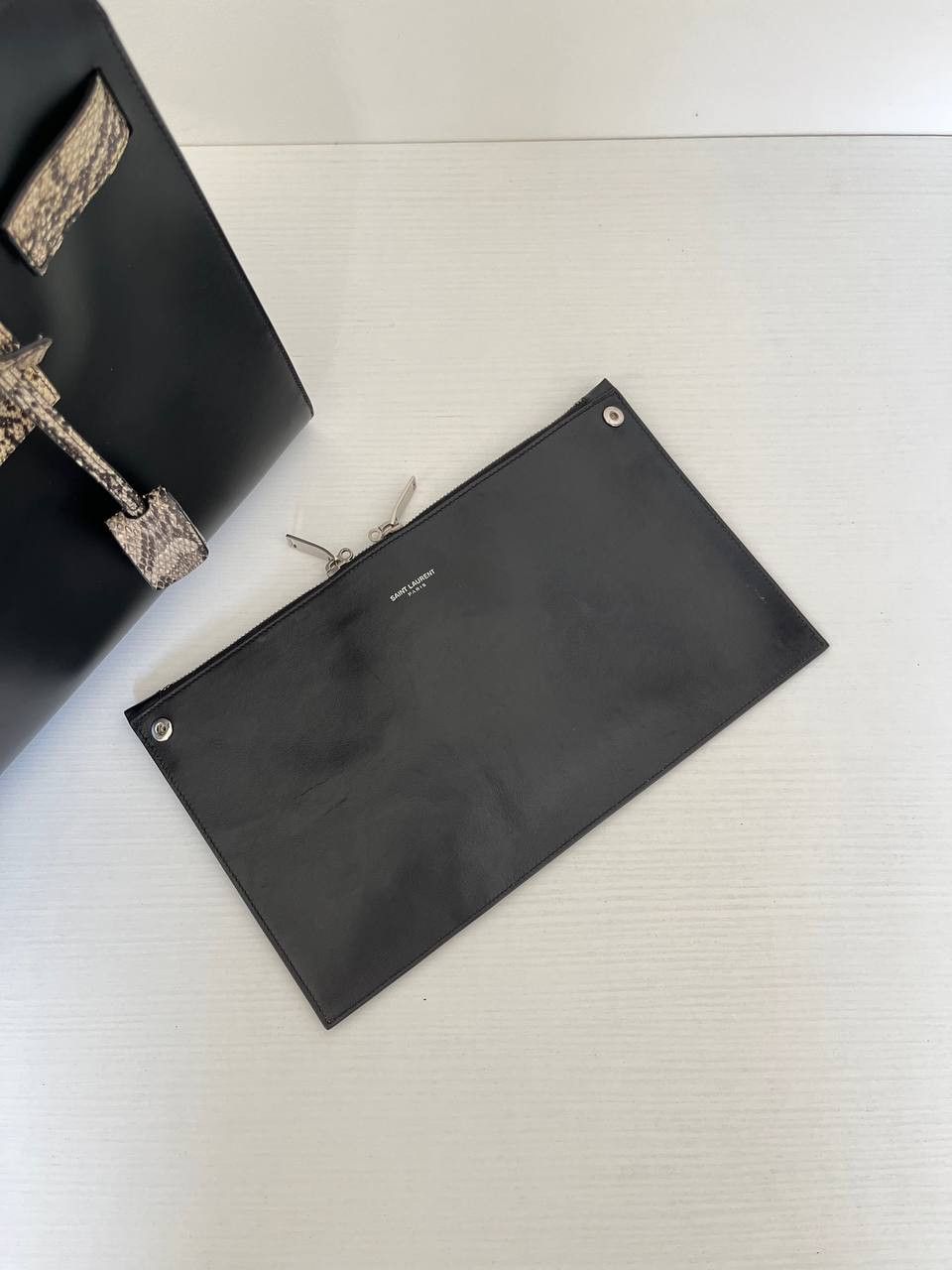 Saint Laurent Paris Saint Laurent sac de jour in black leather and rock python Size ONE SIZE - 6 Thumbnail