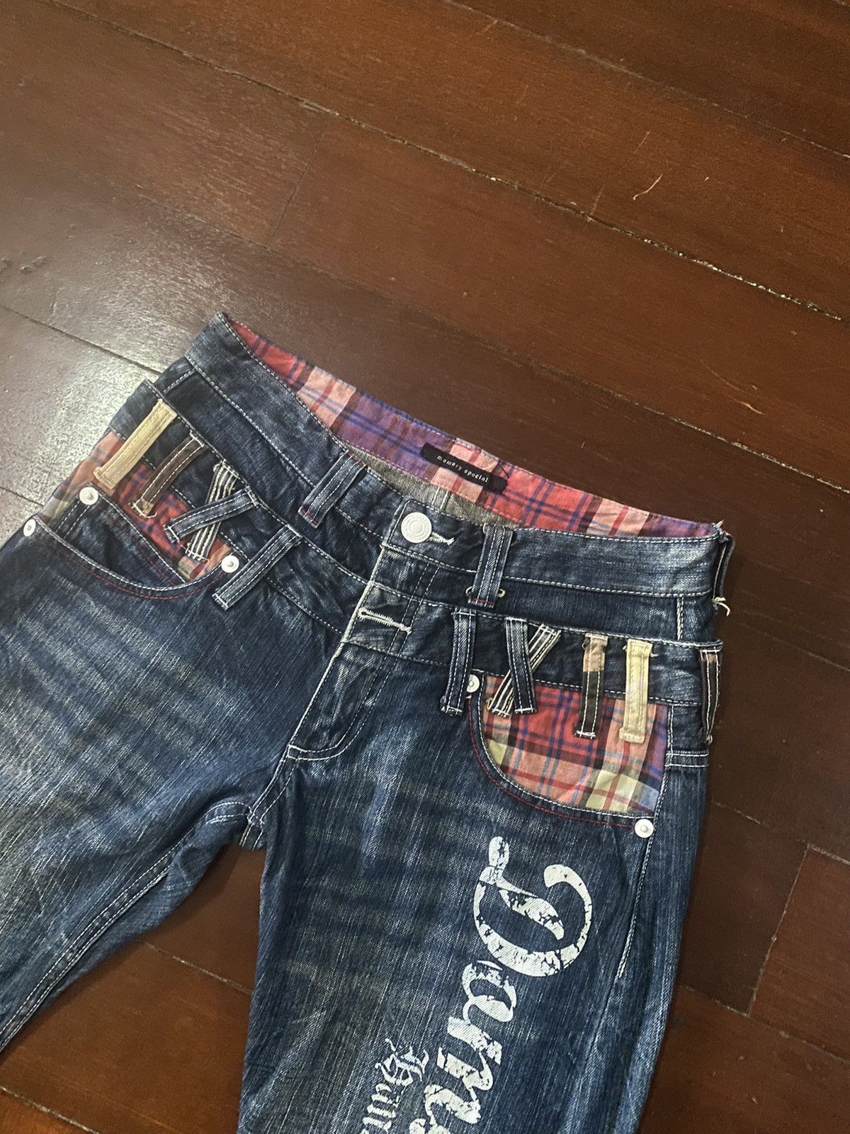 Japanese Brand FIRE DOMINATE HANDCRAFT DOUBLE WAIST FLARE JEANS HONEY COMB Size US 33 - 5 Thumbnail