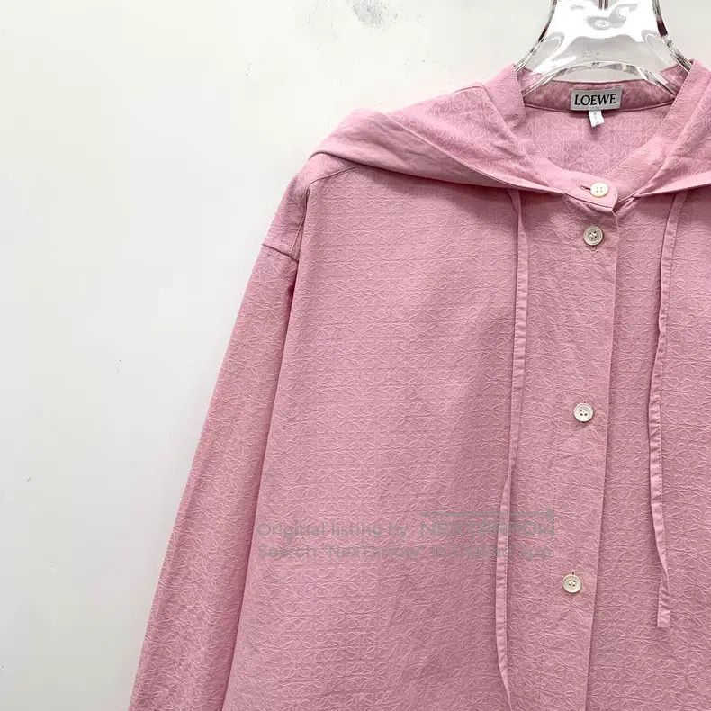 Loewe Loewe 2022 Pink Logo Subtle Pattern Full Print Cotton Hood Size XXS / US 00 / IT 34 - 3 Thumbnail