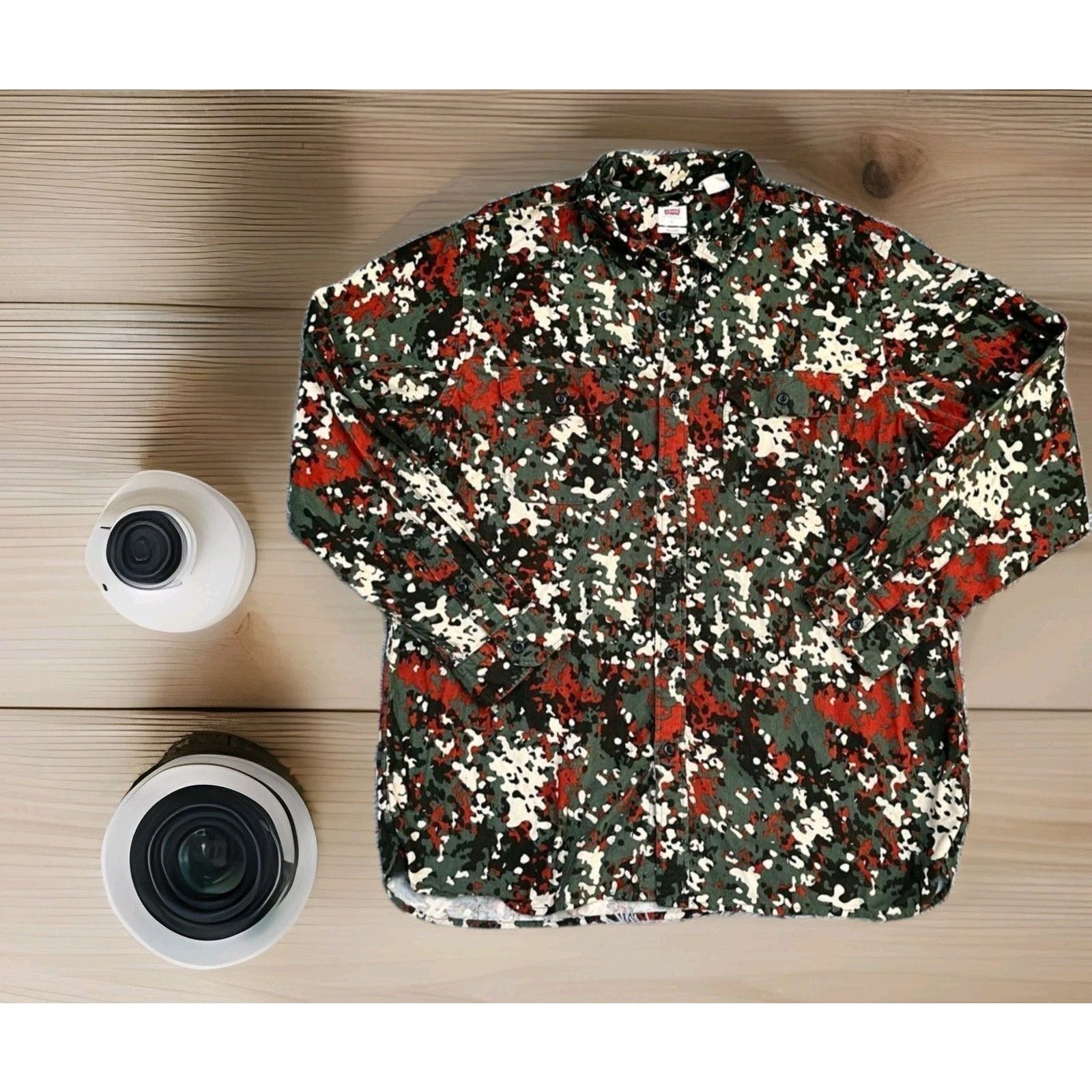 Levi's Levis Button Shirt Camo Corduroy Jackson Worker Pinwale Size US XL / EU 56 / 4 - 4 Thumbnail