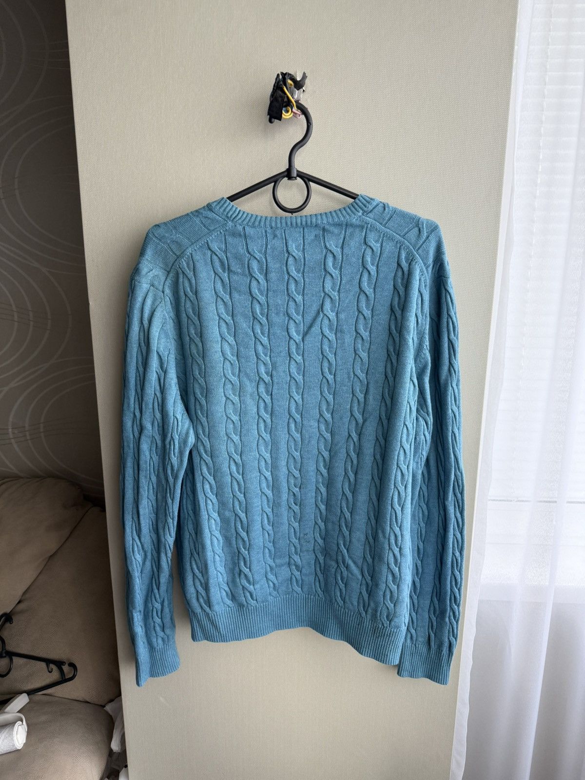 Brooks Brothers Brooks Brothers Rope Cable Knit Light Blue Supima Sweater Size US L / EU 52-54 / 3 - 3 Thumbnail