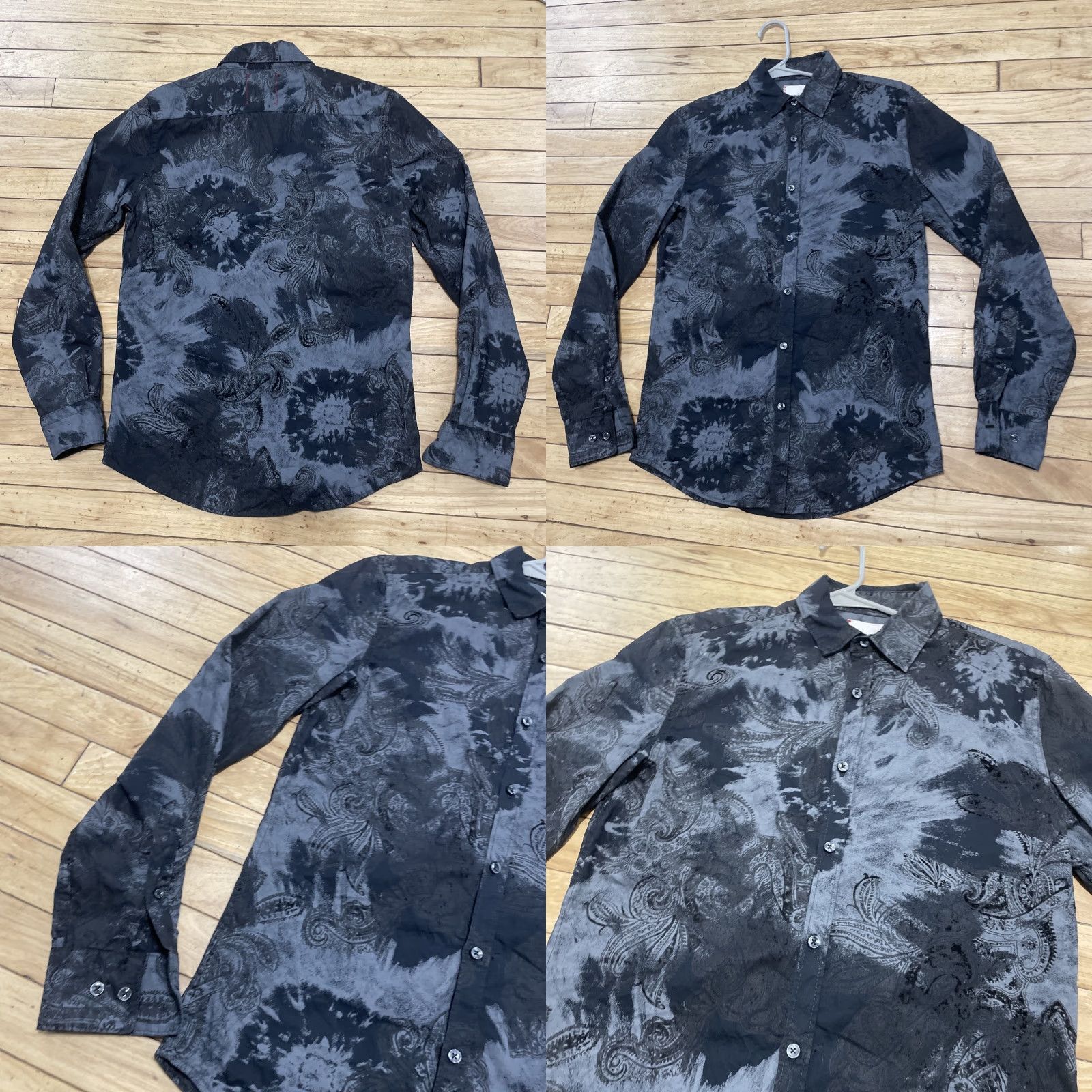 Velvet VINTAGE Red Black Velvet Burnout Button Shirt Men S Cybergoth Streetwear y2k Size US S / EU 44-46 / 1 - 9 Thumbnail