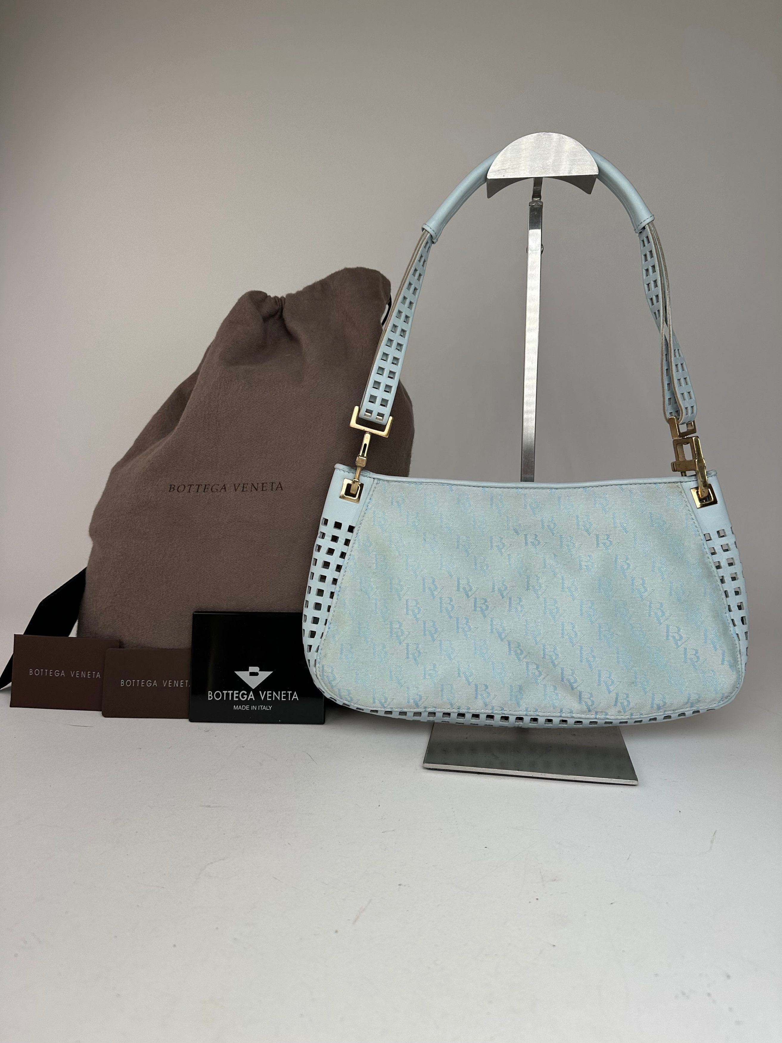 Bottega Veneta Vintage Monogram Suede Leather Bag Turquoise Size ONE SIZE - 1 Thumbnail