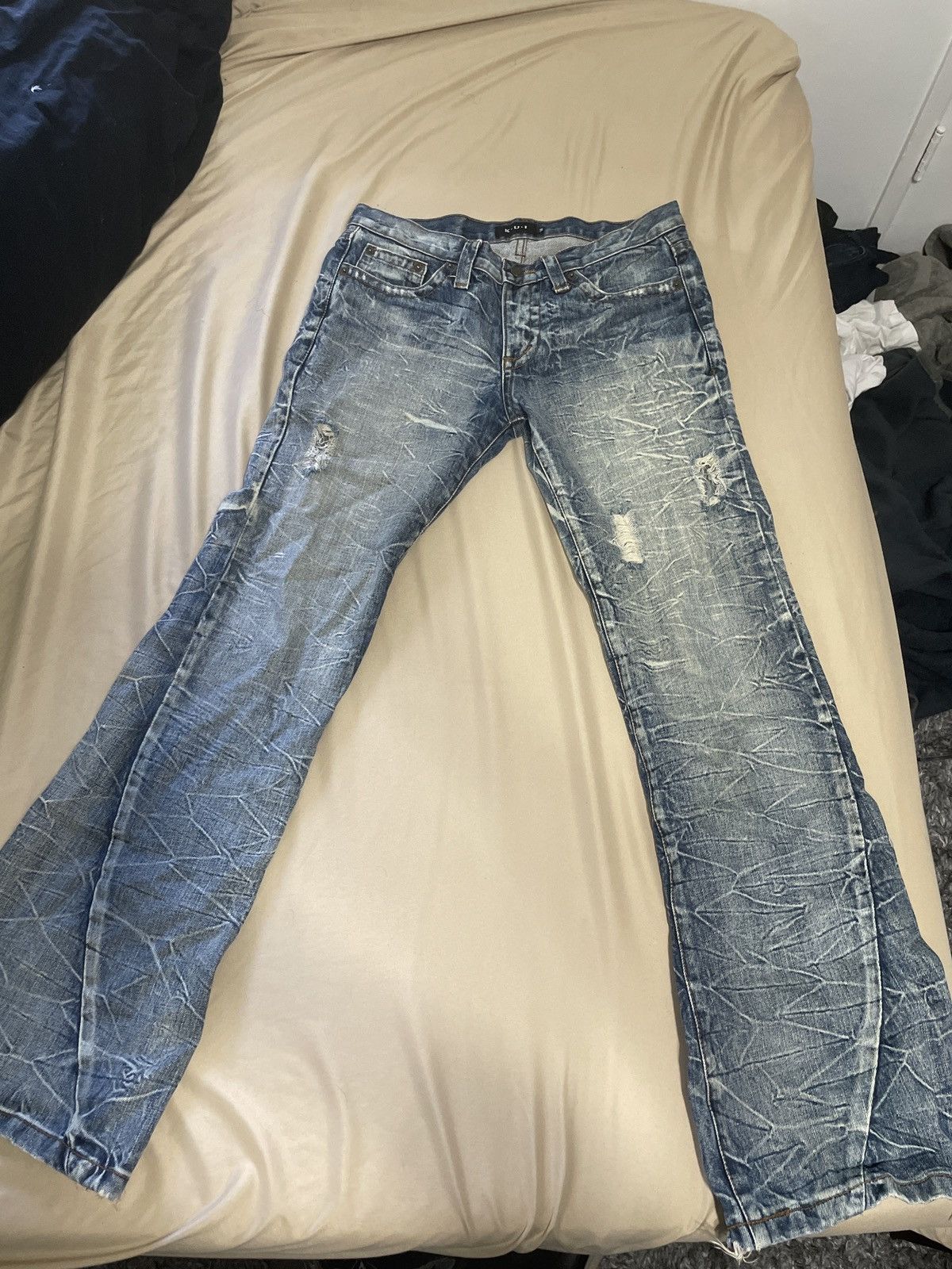 K.U.I Flared Distressed Denim