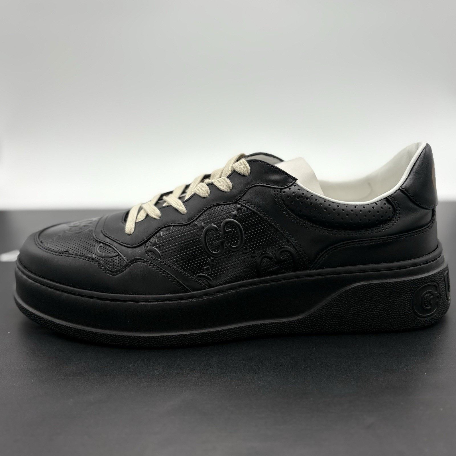 Gucci Gucci GG Embossed ' Black Leather ' | BRAND NEW! Size US 13 / EU 46 - 8 Thumbnail
