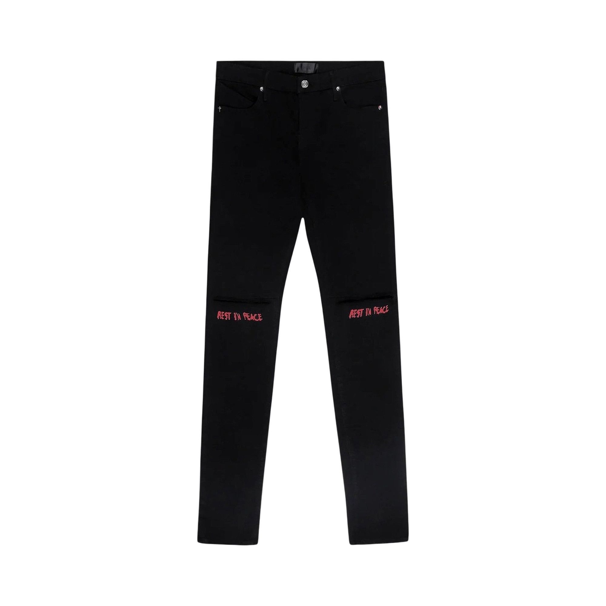 Rta RtA Bryant Skinny Jeans 'Black Red Rest In Peace' | Grailed