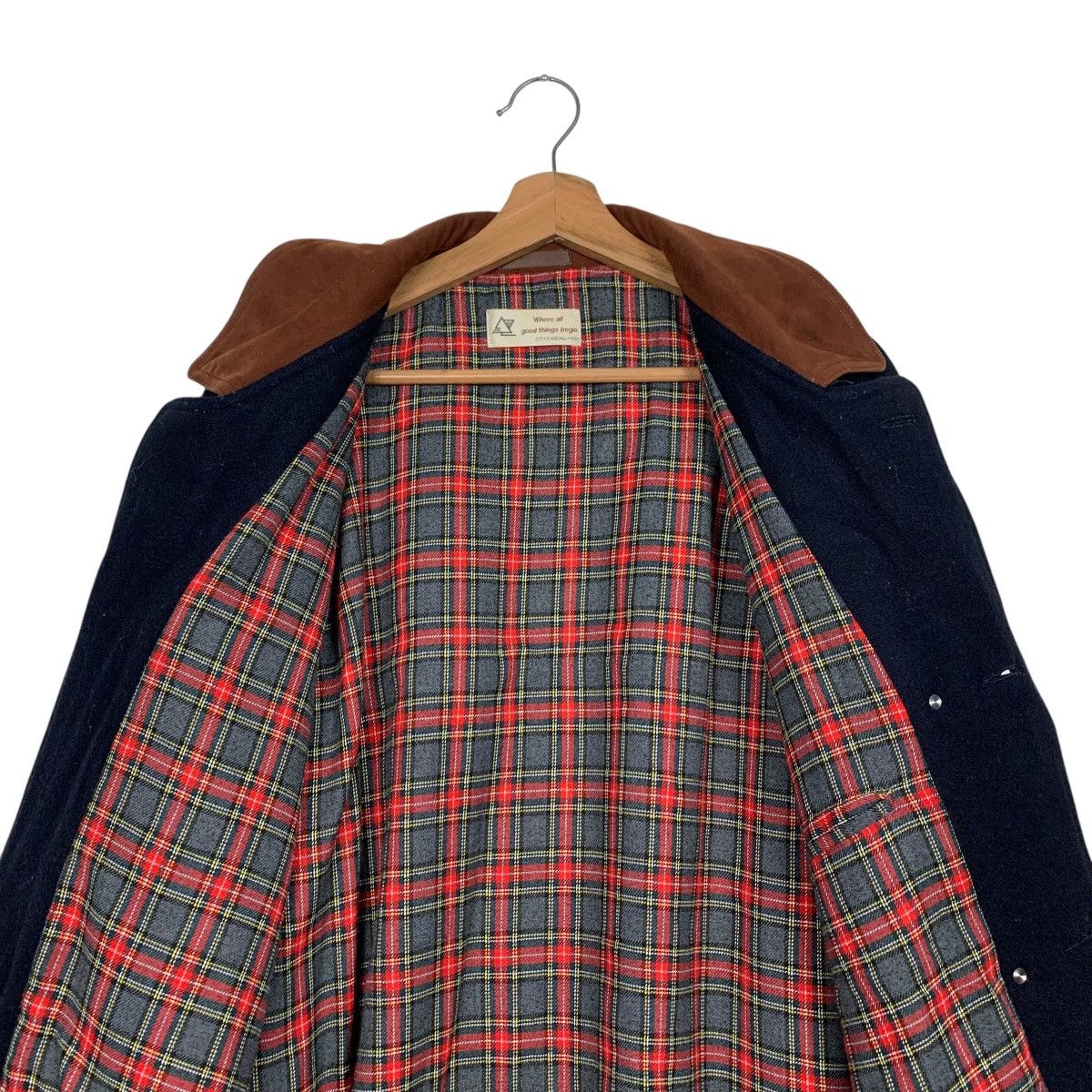 Vintage 90's Classic Wool Coat Tartan Lined City Casual #2776-C125 Size US M / EU 48-50 / 2 - 12 Thumbnail