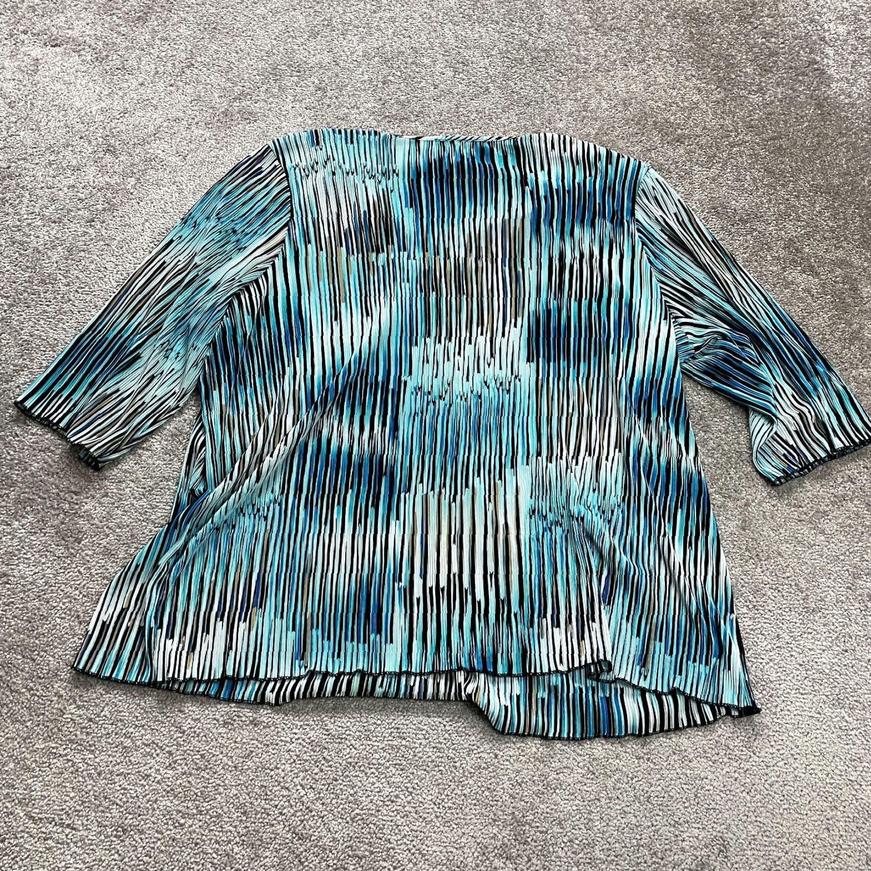 Vintage Maggie Barnes Blouse Tunic Shirt Womens XL Blue Striped Short Sleeve Scoop Neck Casual Designer Classic Size XL / US 12-14 / IT 48-50 - 2 Thumbnail